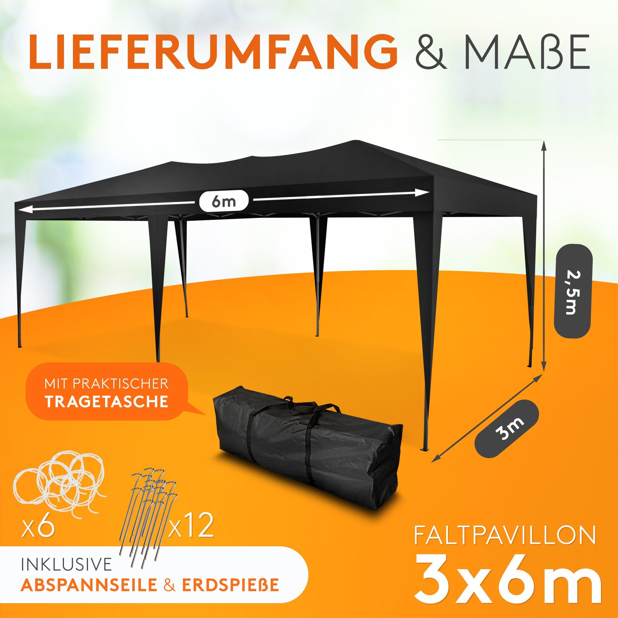 Kronenburg Partyzelt 3x6m wasserdicht - Gartenpavillon, günstig online kaufen