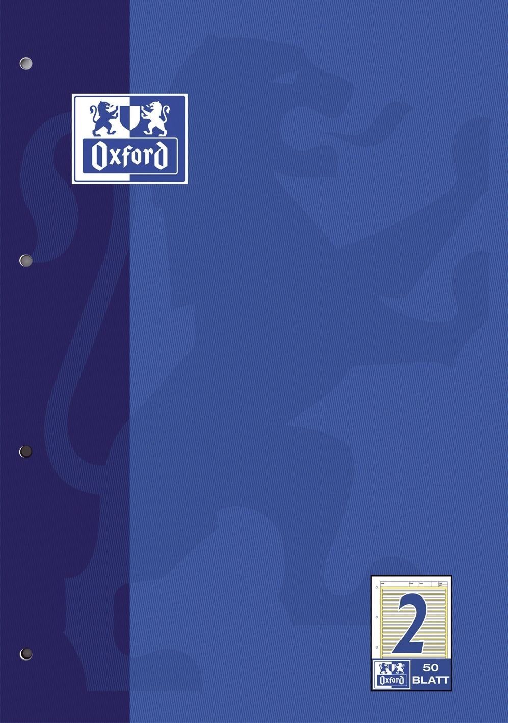 OXFORD Notizblock Arbeitsblock Lin.2 A4 50 Blatt 90 g/qm 4-fach Lochung(S)