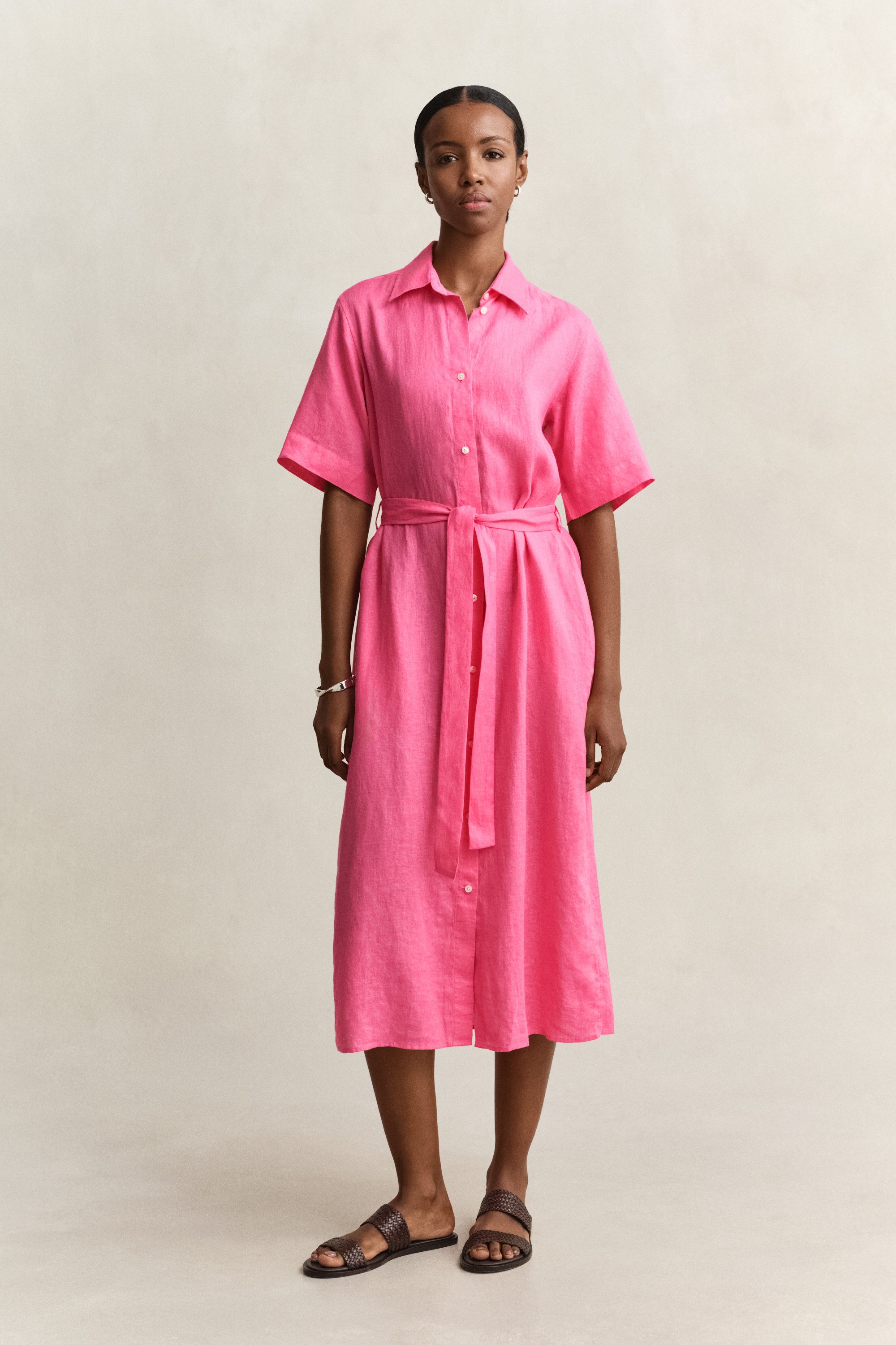 Gant Hemdblusenkleid LINEN Regular fit mit Bindegürtel