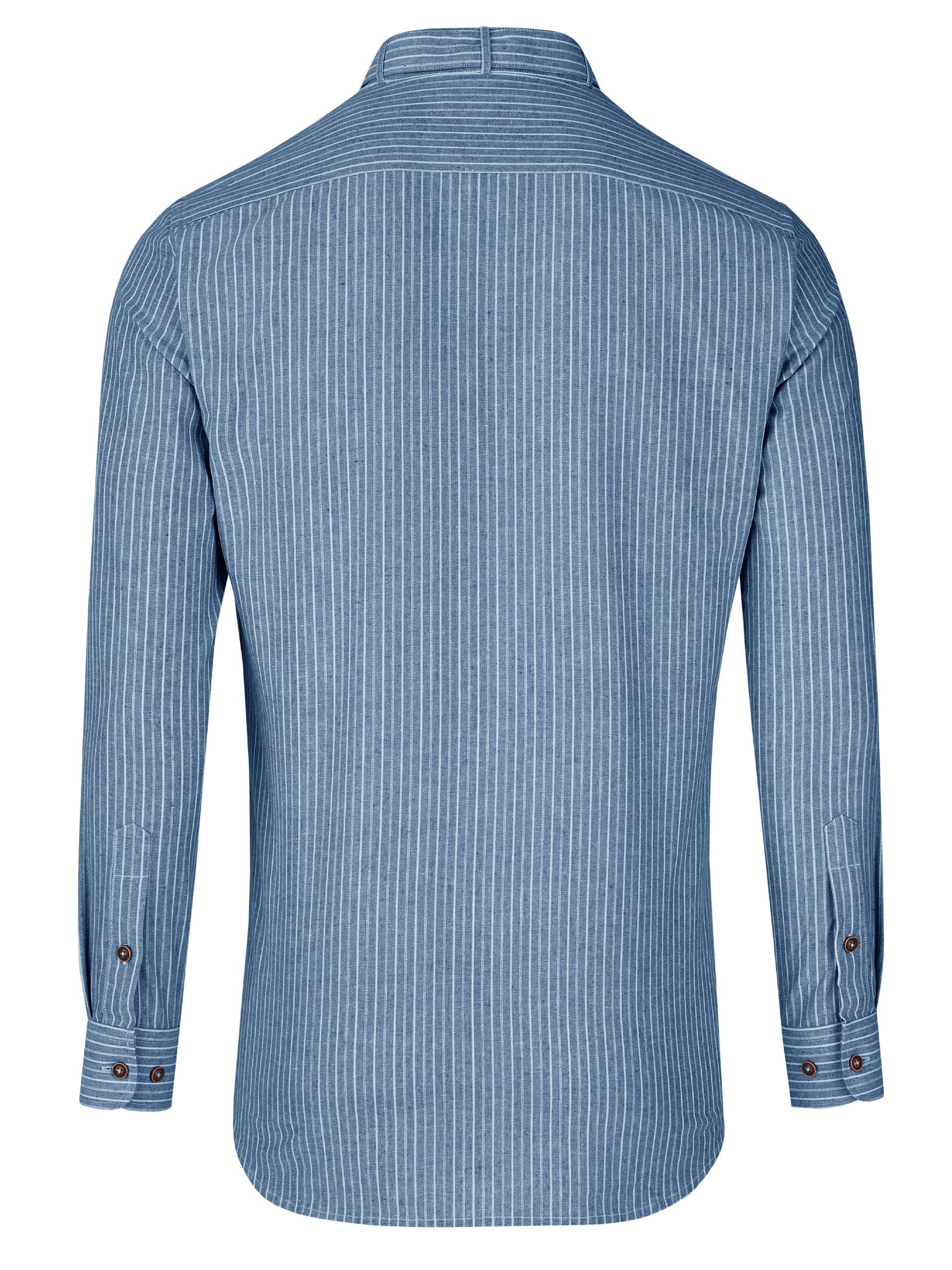 Almbock Trachtenhemd Herrenhemd Florian blau-weiß-gestreift