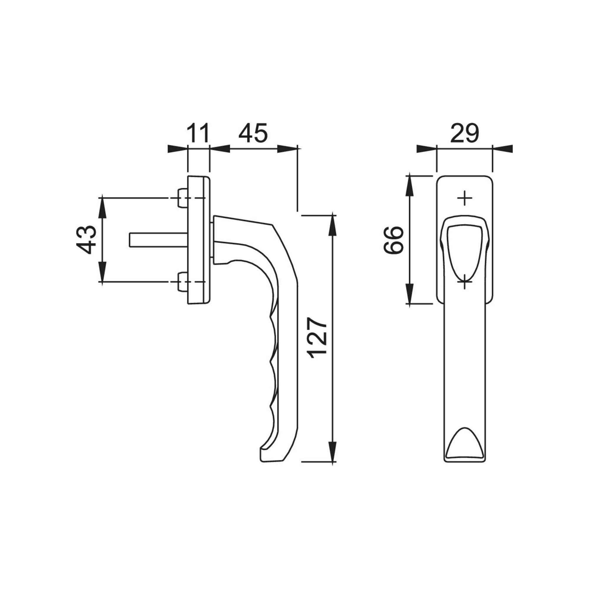 HOPPE Fenstergriff HOPPE DK-Fenstergriff London 013/U34 mit eckiger Rosette VK7x35,F9016