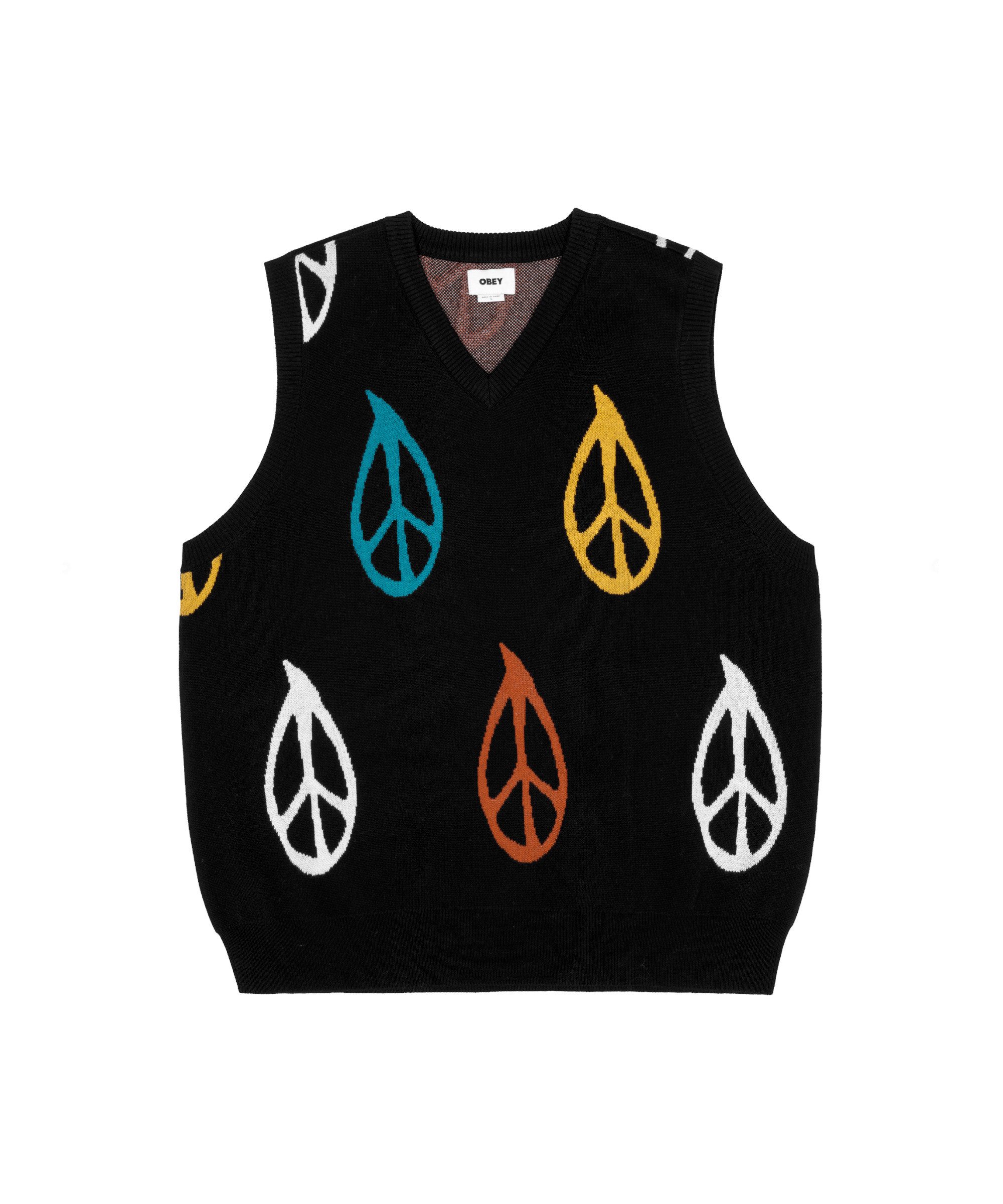 OBEY Sweatjacke Obey Peaced Sweater Weste Ärmellose Shirts Herren Baumwolle