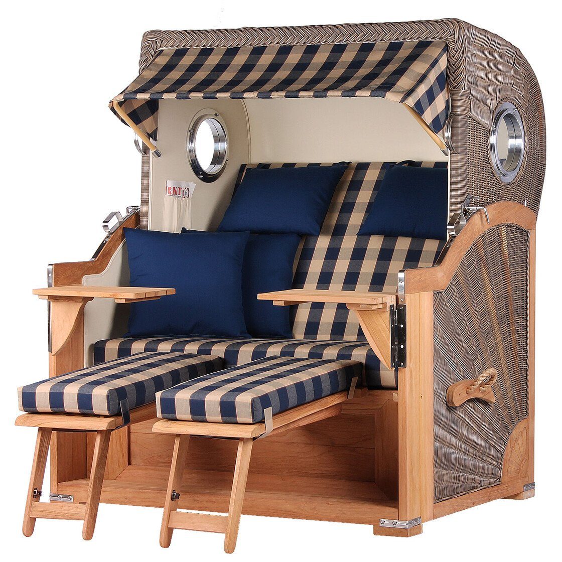 bene living Strandkorb Königssee 2,5Sitzer Teak PE grau Modell 507