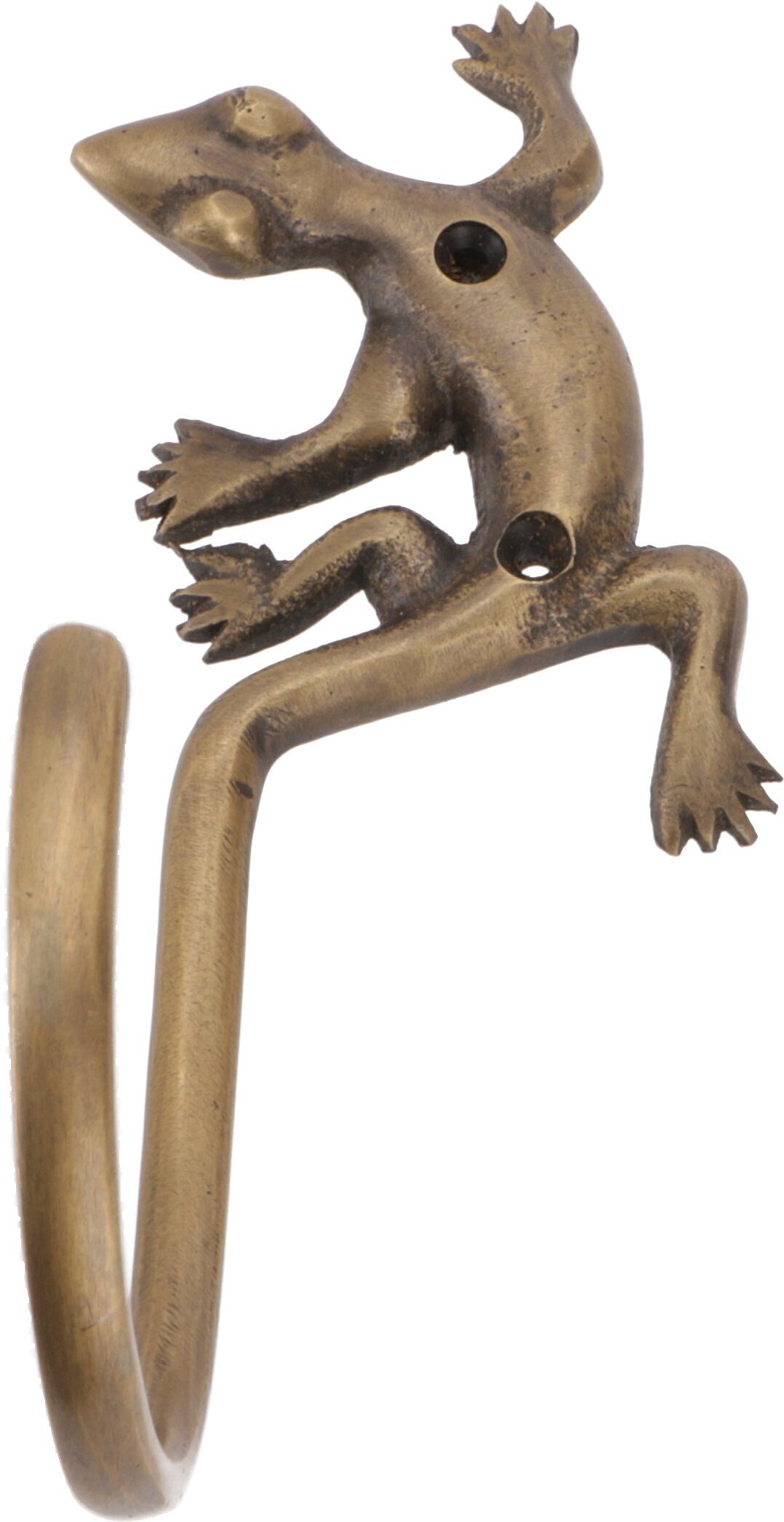Guru-Shop Kleiderhaken Boho Wandhaken, Bronze Kleiderhaken Gecko - links