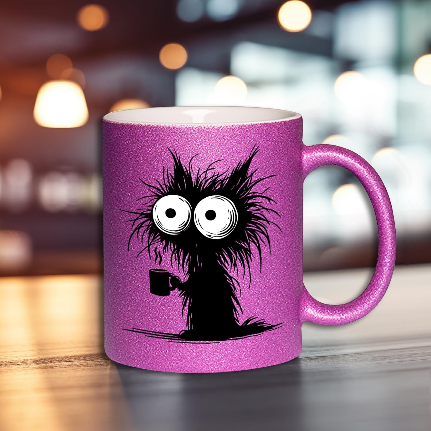 Hustling Sharks Tasse Hustling Sharks® Farbige glitzer-Tassen - Ich brauch Kaffe! I, 330 ml