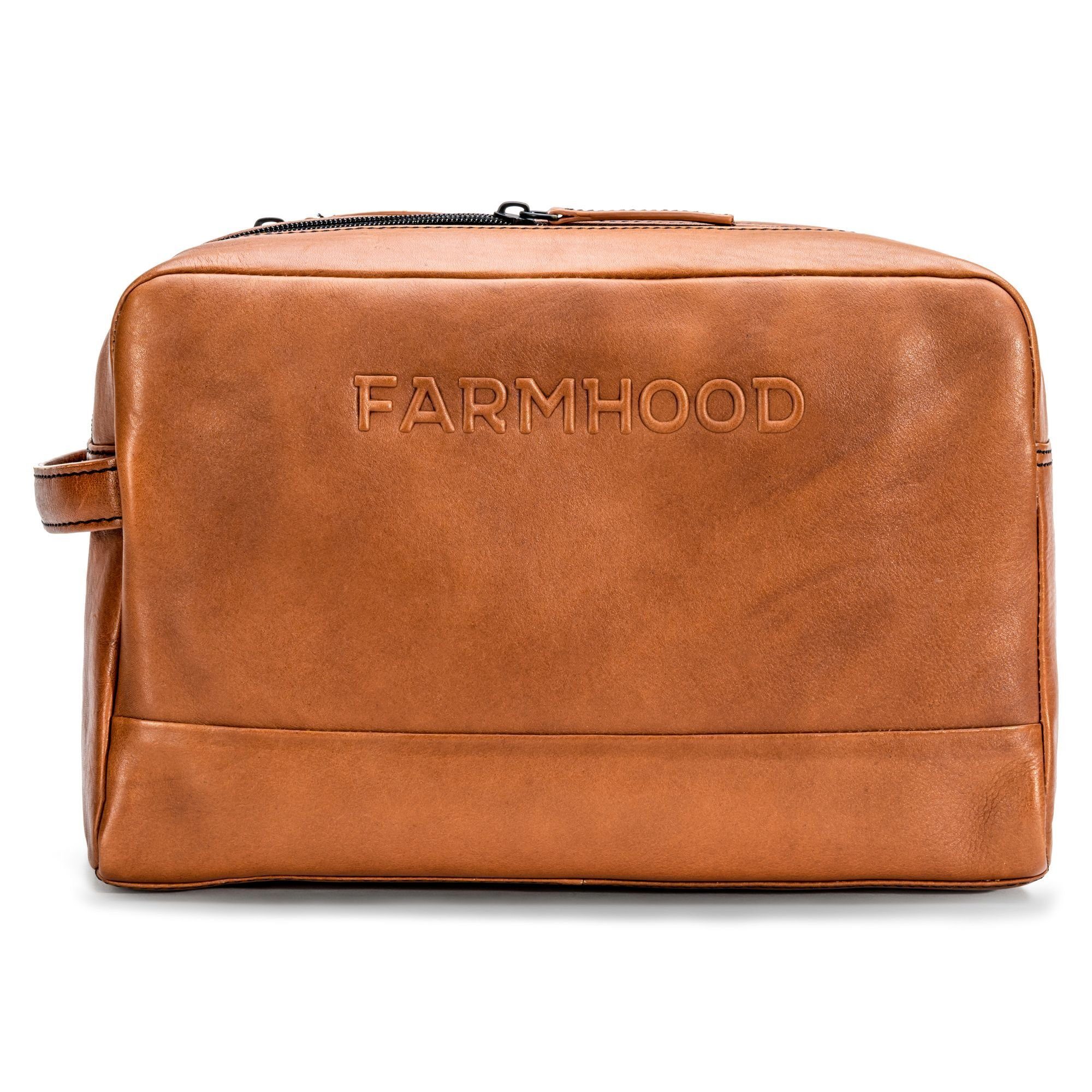 Farmhood Kulturbeutel Memphis, Leder cognac