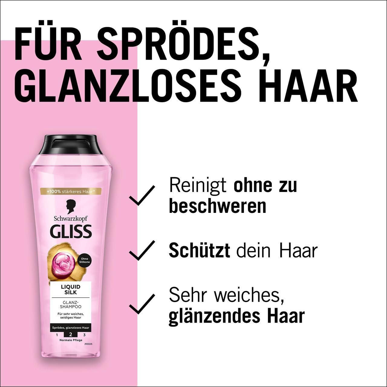 Gliss Haarshampoo Liquid Silk 250ml & Express-Repair-Spülung 200ml, 2-tlg., Pflegespülung, Hitzeschutz, Glanz-Shampoo