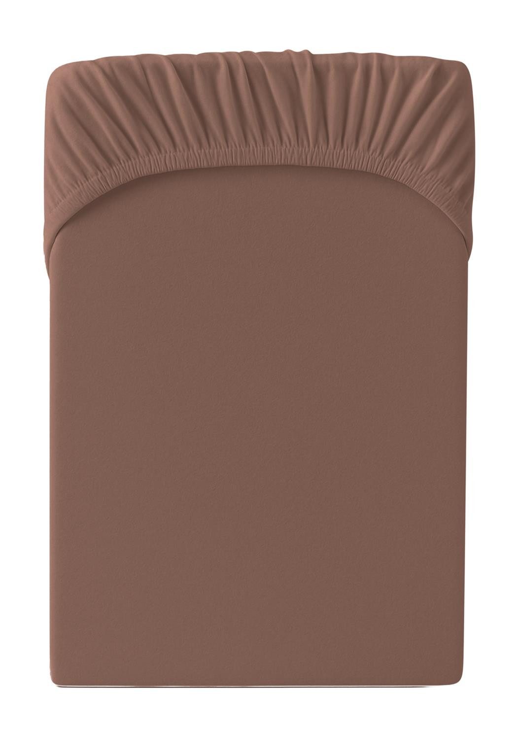 Carpe Sonno Spannbettlaken Jersey 100% Baumwolle viele Größen OEKO-TEX 100 Gummizug Spannbetttuch, Jersey, Gummizug: rundum, (1 Stück), Spannbettlaken 90 x 200 - 100 x 200 bis 22cm Höhe, Braun