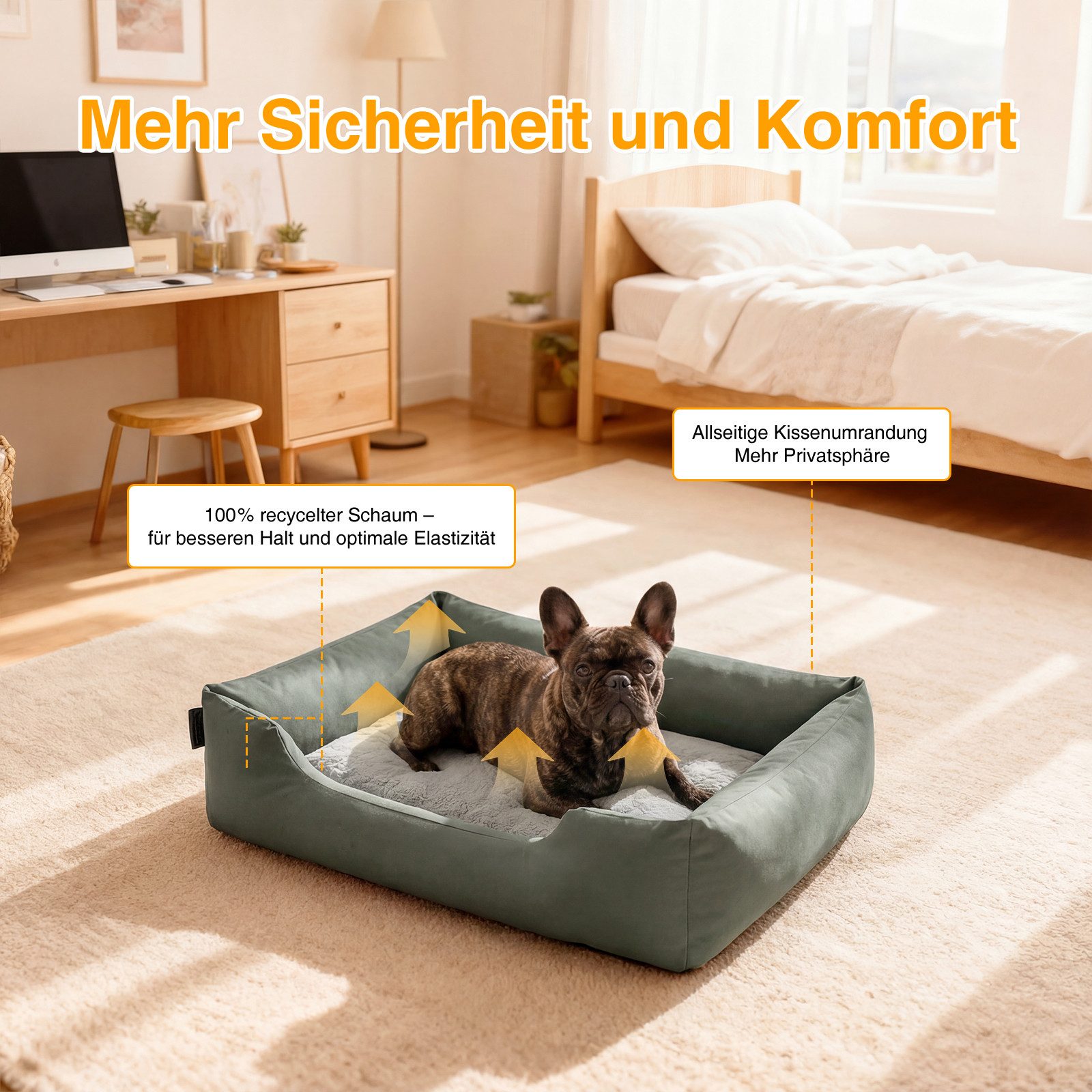 Zedelmaier Hundebett für Hunde & Katze, Hunde Hundesofa Hundekissen Hundematratze, Kratzfestes, Wasserdicht, Ergonomisch, Bequem, Waschbar – Bild 3 von 5
