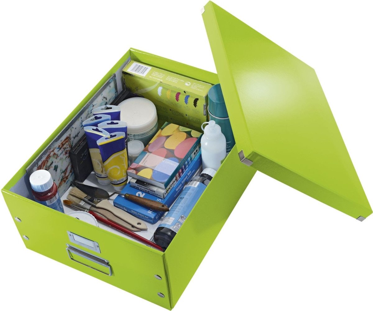 Aufbewahrungsbox Ablagebox Click & Store Wow A3 Graukarton grün.