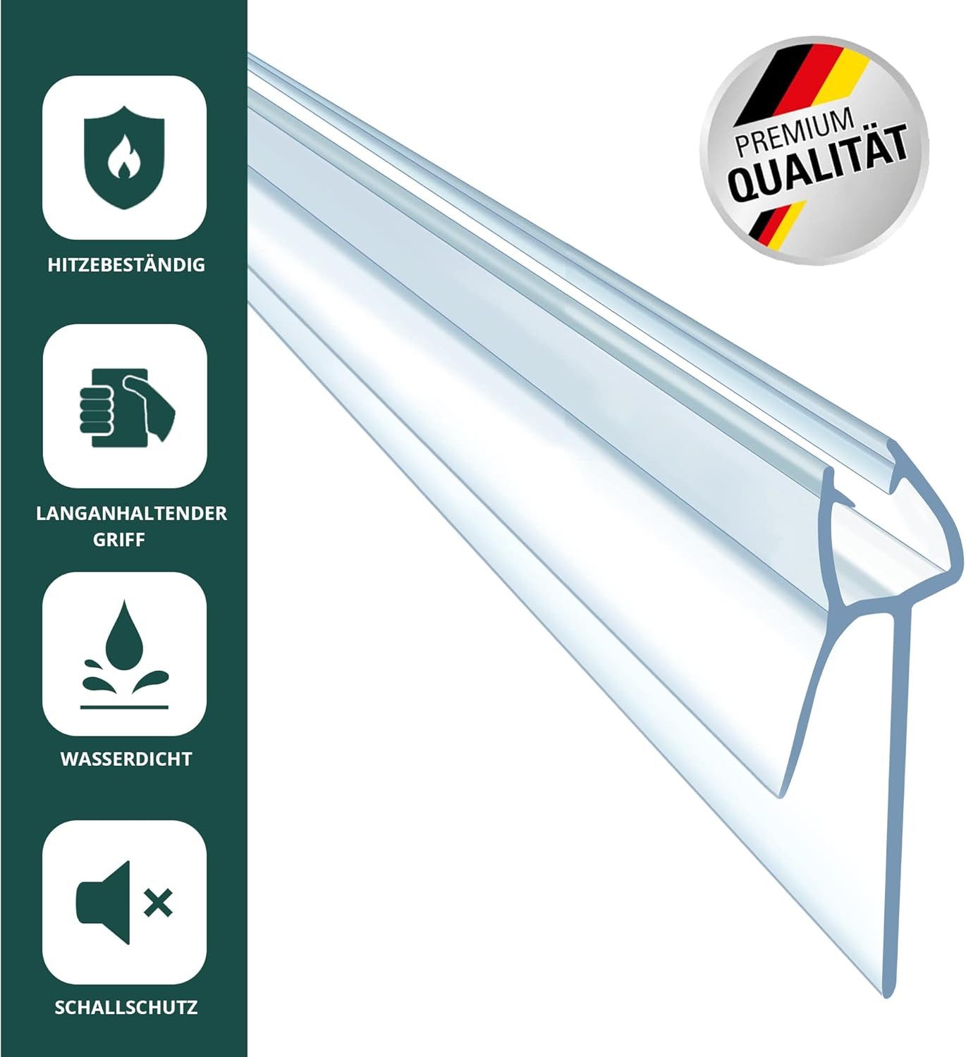 Montegoni Duschdichtung 2x100CM PVC Duschtürdichtung für 4mm 5mm 6mm Glasstärke, L: 100 cm, (2er Set), Ersatzdichtung für Duschtüren – Bild 4 von 5