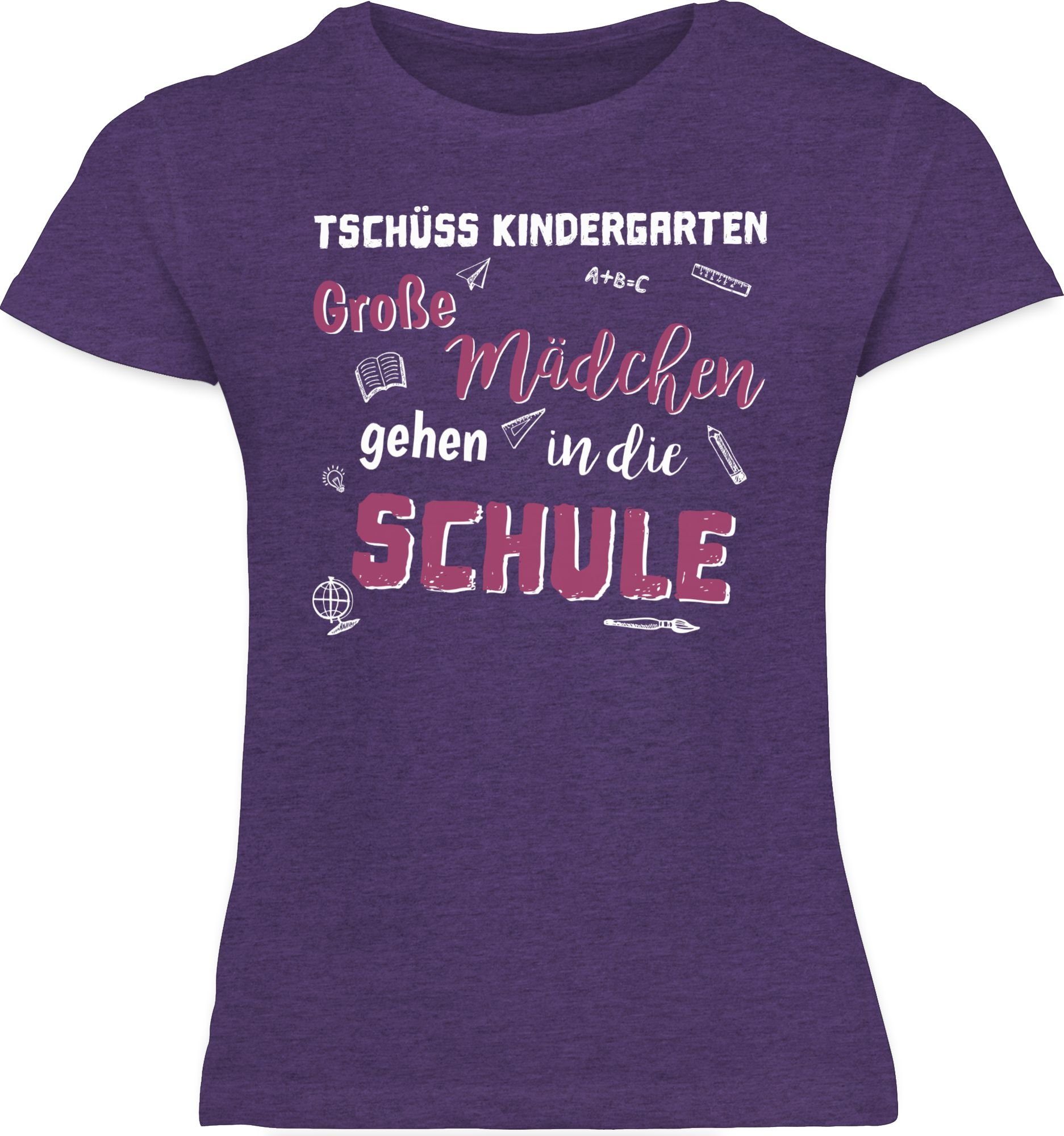 Einschulung Kindergarten 1 Shirtracer Mädchen Große Mädchen Meliert T-Shirt Tschüss Lila