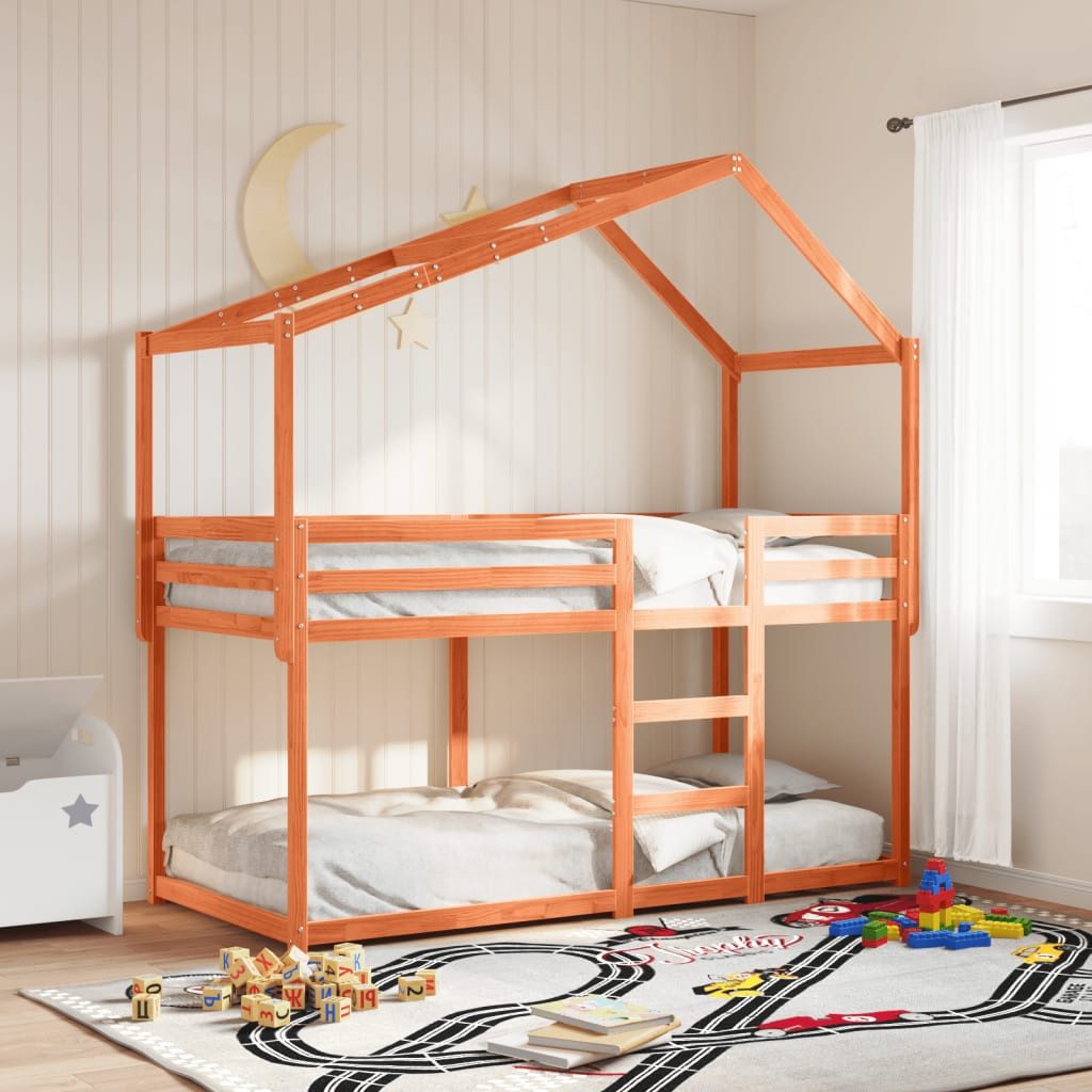 Bett Praktisches Massivholz Etagenbett mit Dach 205,5x85,5x112 cm