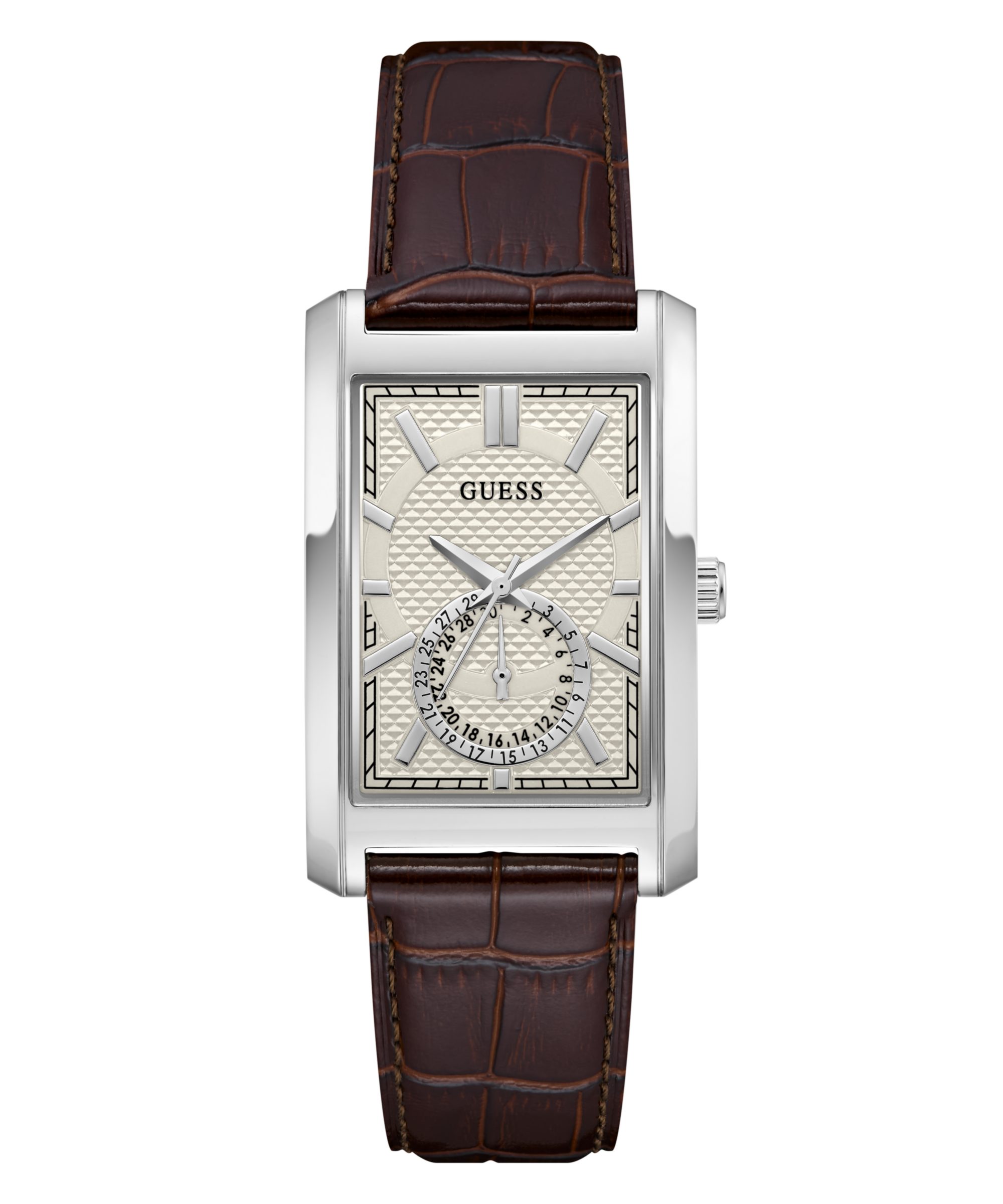 Guess Quarzuhr HUGH GW1152G1, Armbanduhr, Damenuhr, Herrenuhr, Lederarmband, analog, Tag
