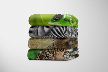Sinus Art Handtücher Handtuch Strandhandtuch Saunatuch Kuscheldecke mit Tiermotiv süßes Faultier, Baumwolle-Polyester-Mix (1-St), Handtuch