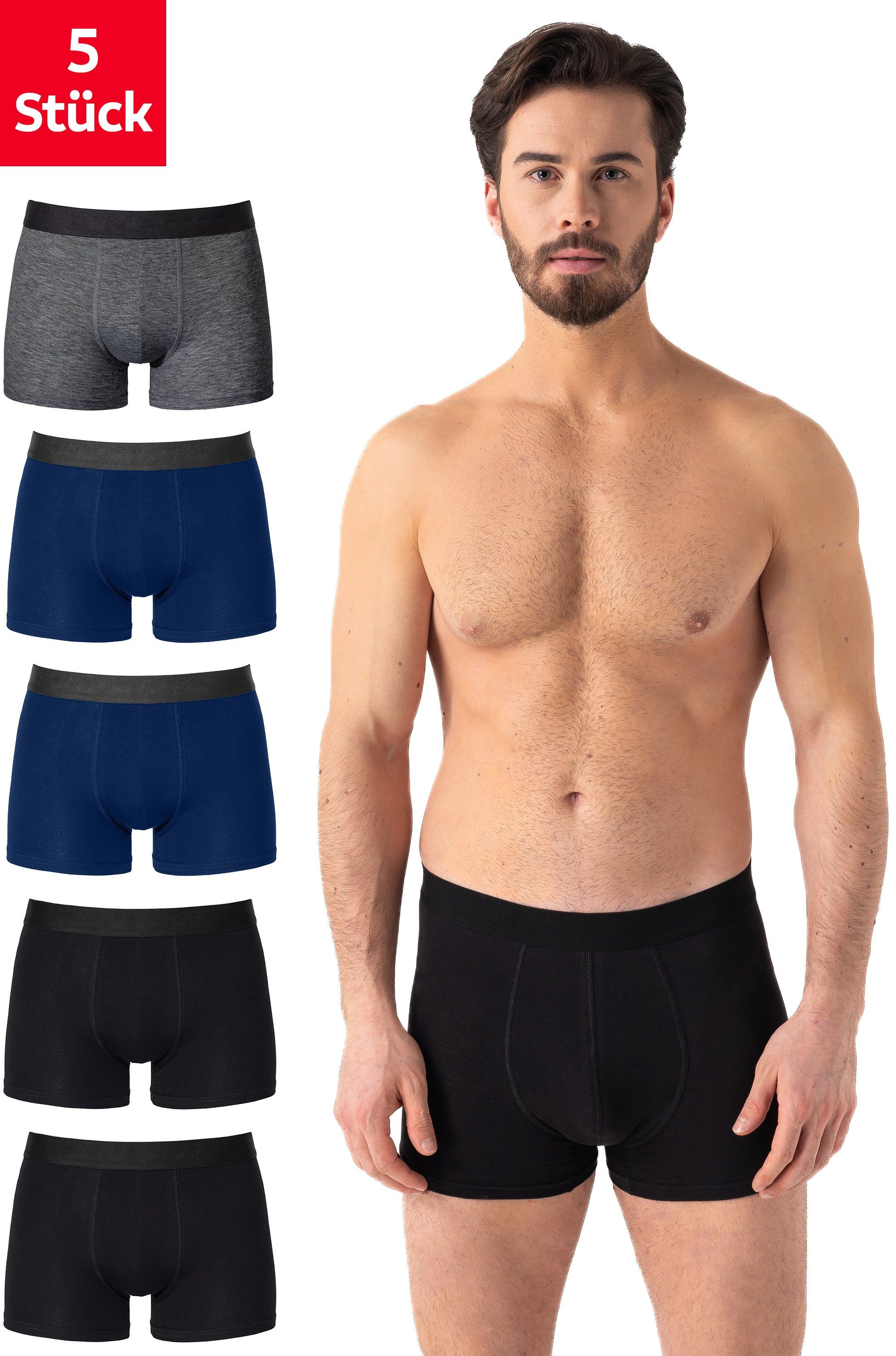 Wäsche/Bademode Boxershorts Barrio 13 Retro Boxer Herren Boxershorts Unterhosen aus Baumwolle (5 Stück) mit Komfortbund, ohne Lo