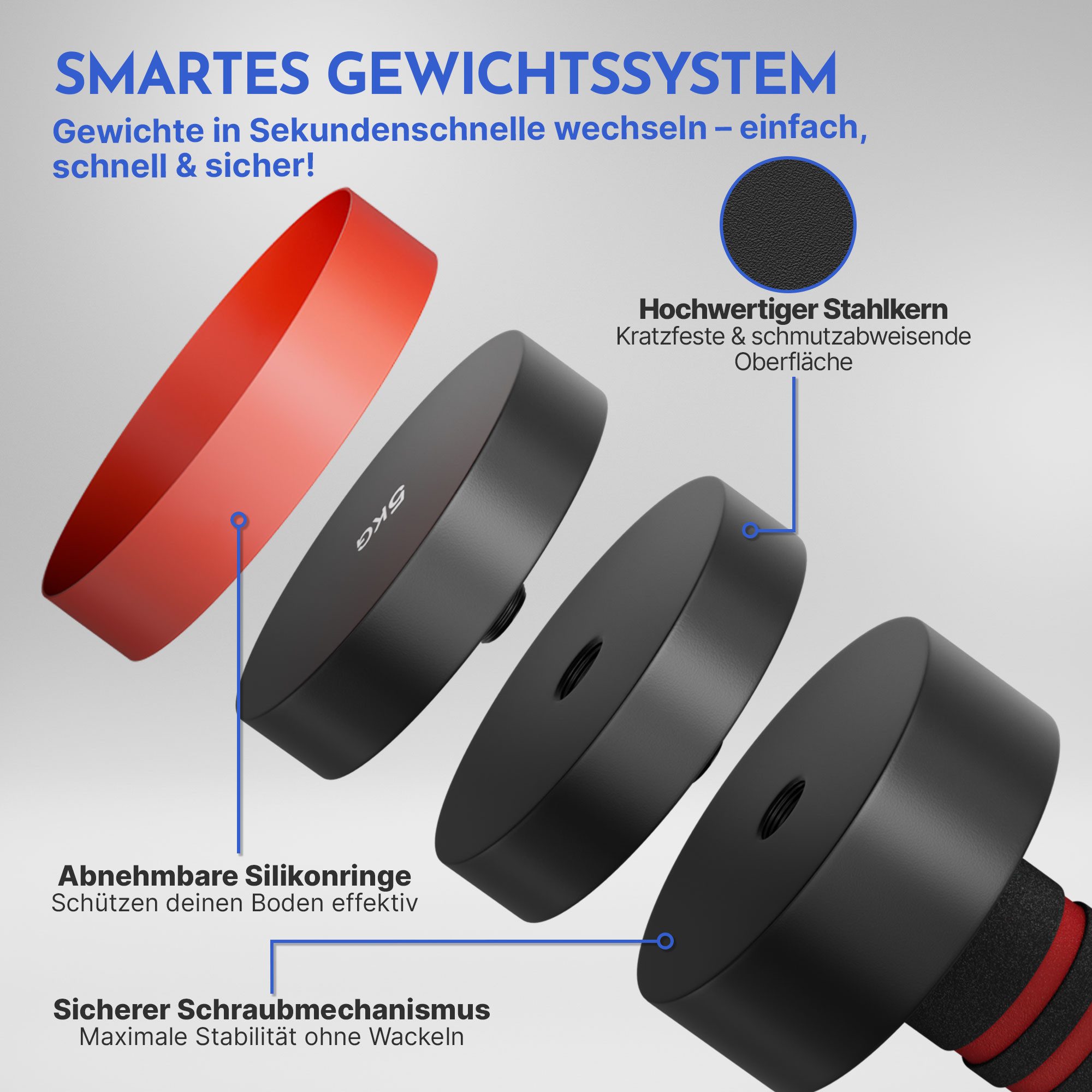 NEOLYMP Kurzhantel 2er Set verstellbare Kurzhanteln 1,75 - 10 kg – verstellbare Hanteln, (Kurzhanteln aus massivem Stahl mit rutschfestem Schaumstoffgriff)