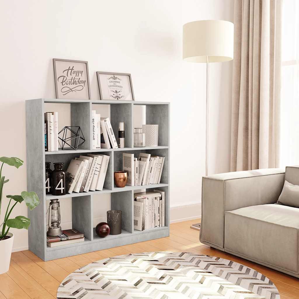 furnicato Bücherregal Betongrau 97,5 x 29,5 x 100 cm mit 8 Fächern, 1-tlg., Robuster Bücherschrank mit 8 Fächern und viel Stauraum für Zuhause
