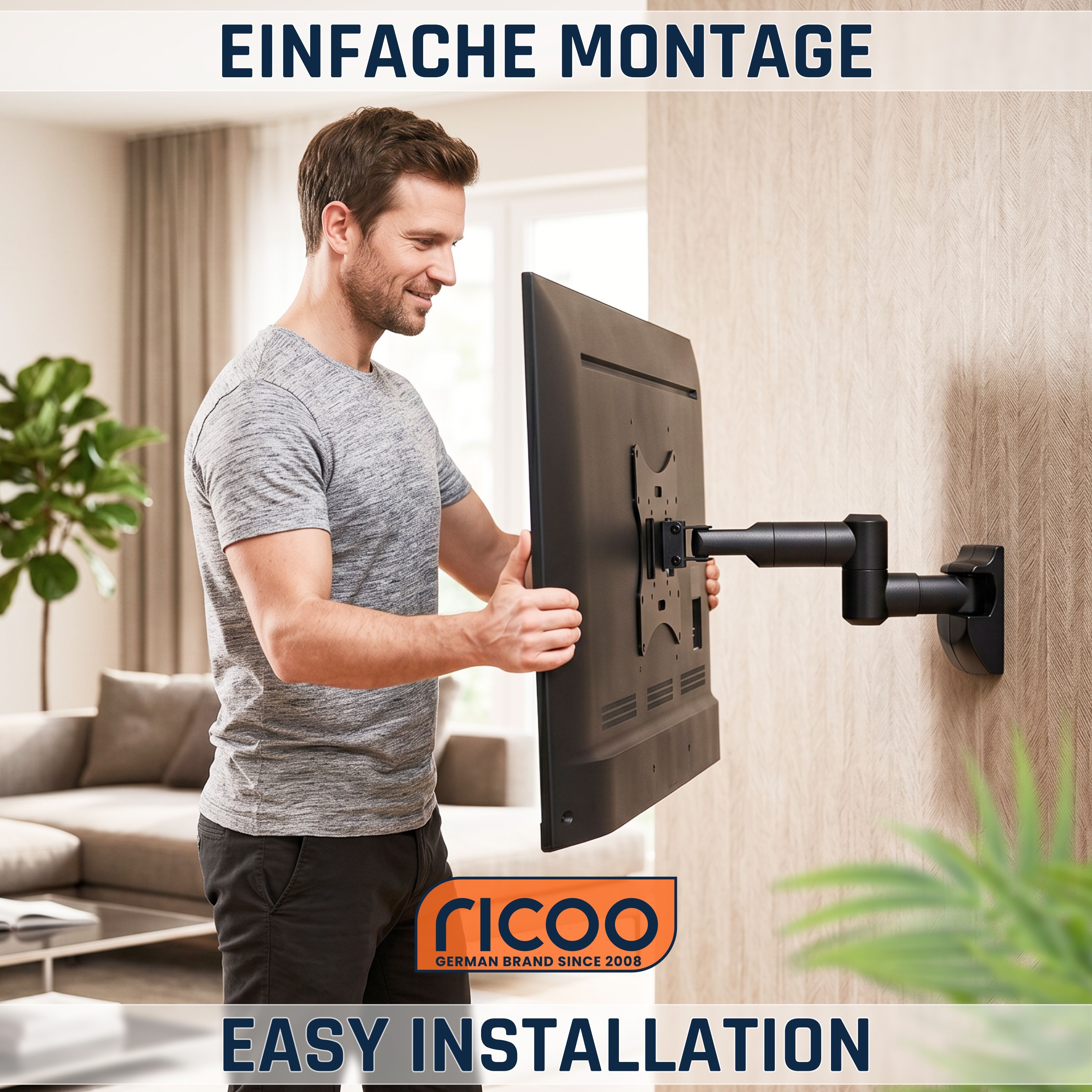 RICOO TV-Wandhalterung S2822, (bis 32 Zoll, VESA bis 200x200, 1-tlg., schwenkbar neigbar ausziehbar Fernseher Halter universal VESA 200x200)