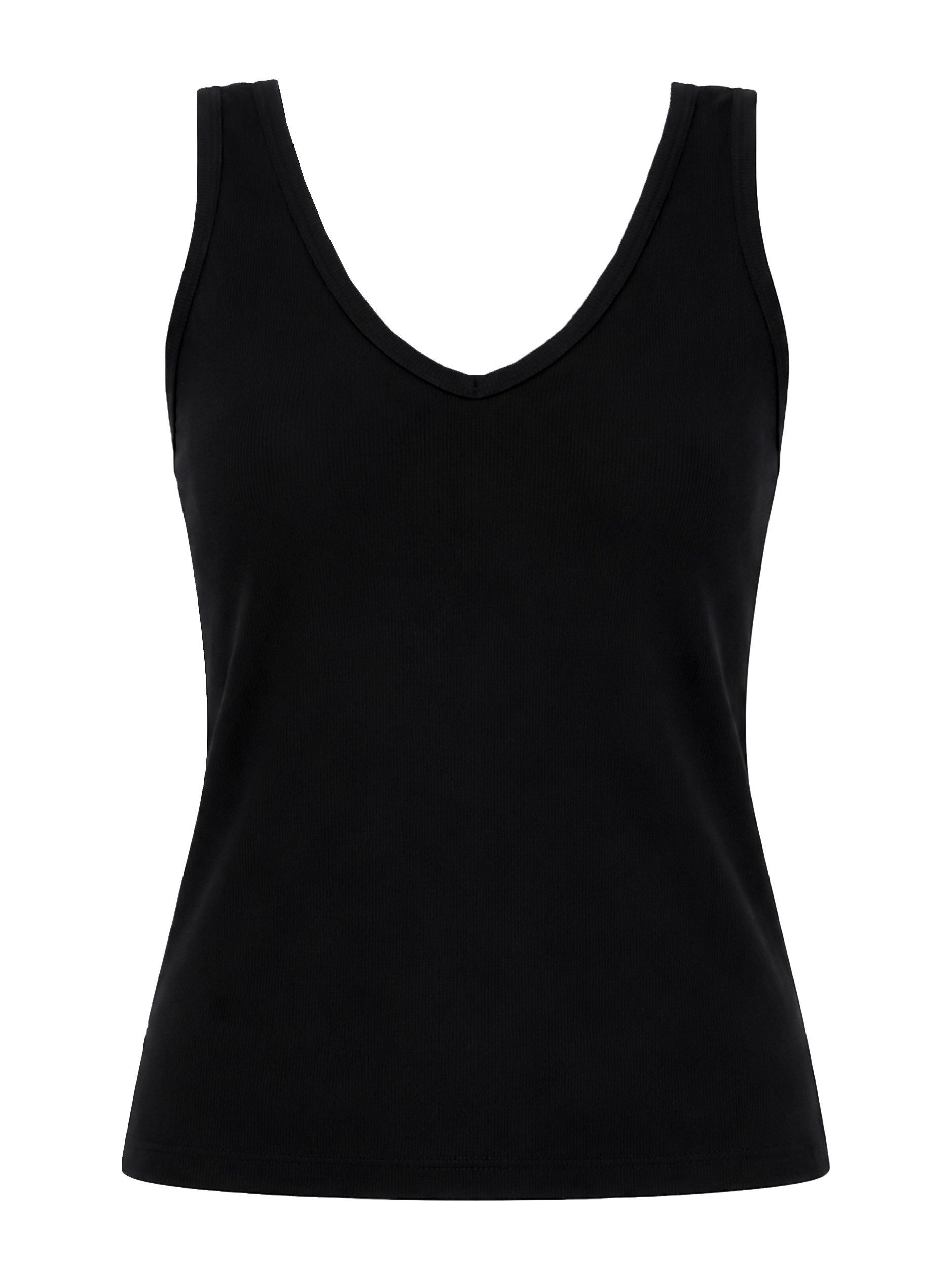 SASSYCLASSY Tanktop Geripptes Tank Top mit V-Ausschnitt Damen Ärmelloses Top aus Baumwoll/Viskose in schmaler Passform