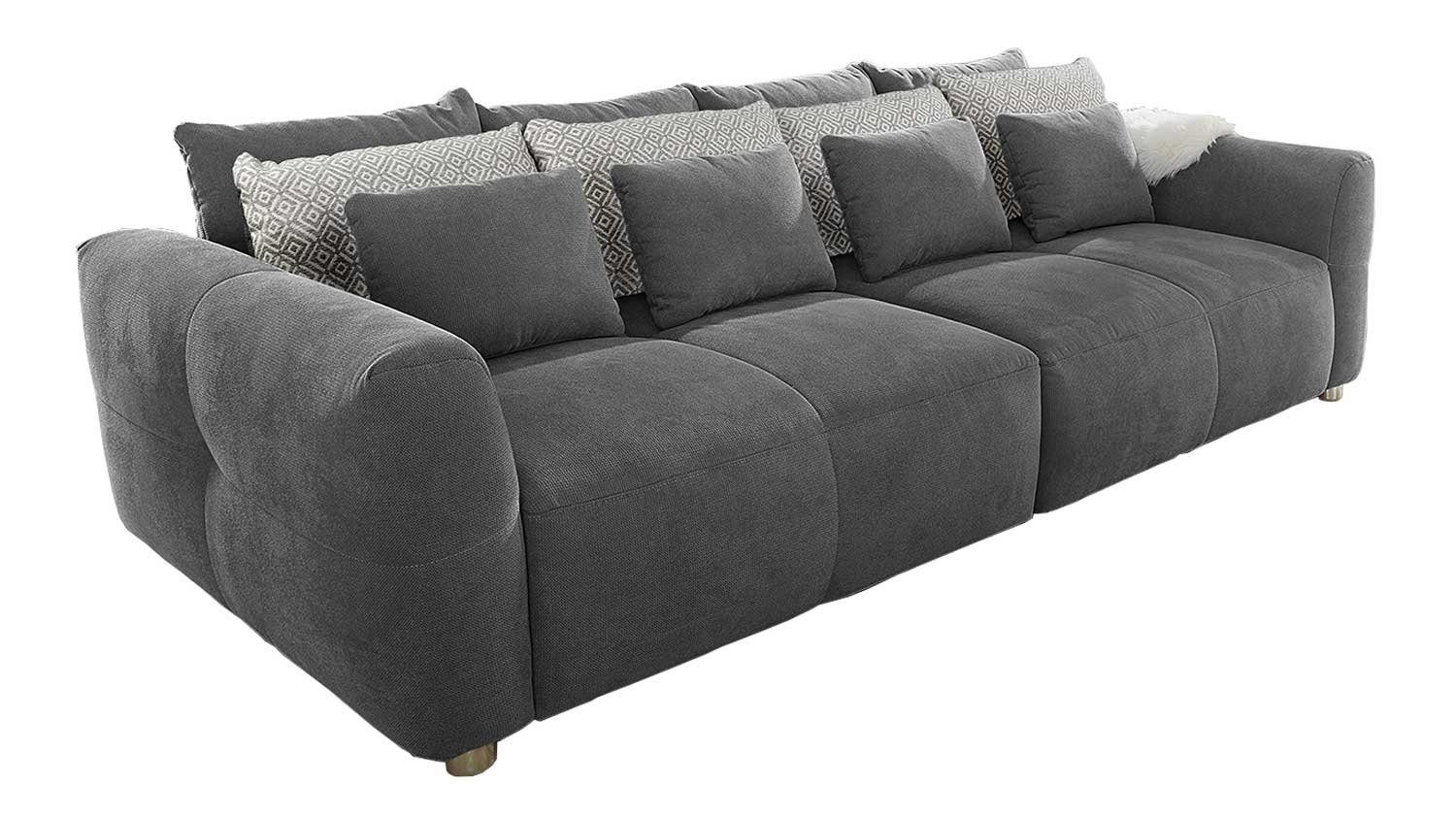 Jockenhöfer Gruppe Big-Sofa GULLIVER, B 298 cm x T 137 cm, Dunkelgrau, Mikrofaser, mit Kissen