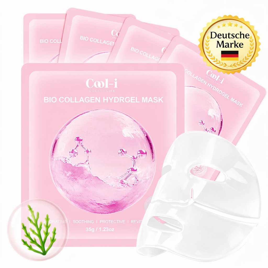 COOL-i ® Gesichtsmaske Bio Collagen Real Deep Maske – 5 Stück, Collagen & Kupferpeptide,Beruhigende und feuchtigkeitsspendende Pflege