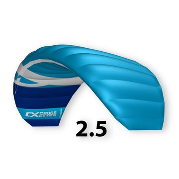CrossKites Flug-Drache CrossKites Lenkmatte Quattro 2.5 Blue mit Handles, Handles, Leinen, 2 Kitekiller
