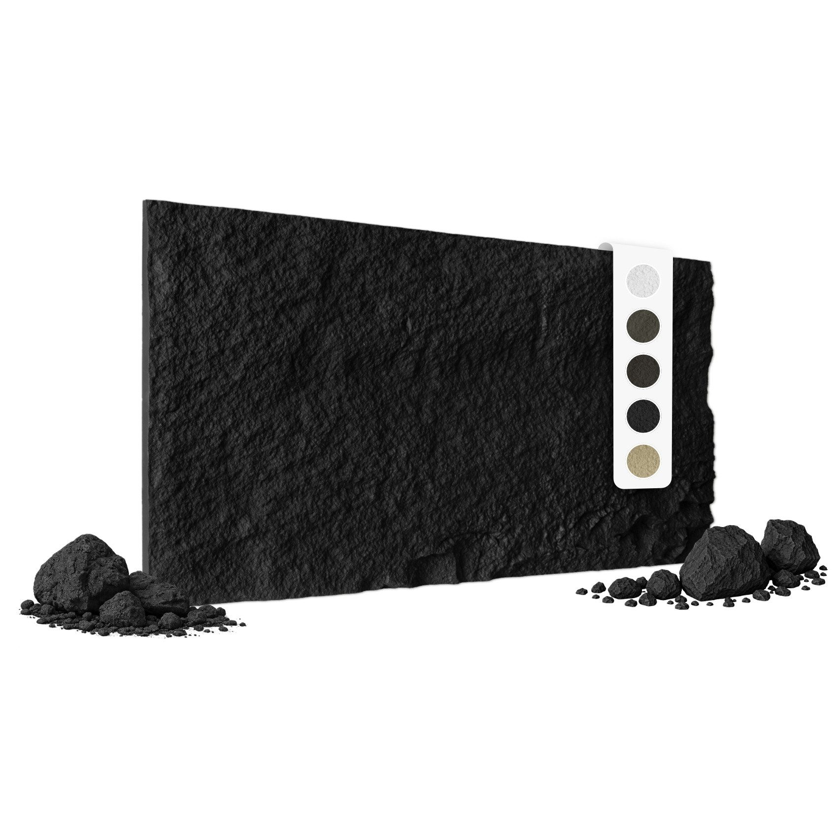 Hexim Wandpaneel, BxL: 60.5x121 cm, (Steinoptik Felsen Platten 1 Stück 120x60cm PU Wandverkleidung 0,73 m² 3D Paneele Bruchstein Stone Dekor Wandpaneele Wanddeko Steinplatte Wohnzimmer Innenwand schwarz (A002-06 Dark Black)