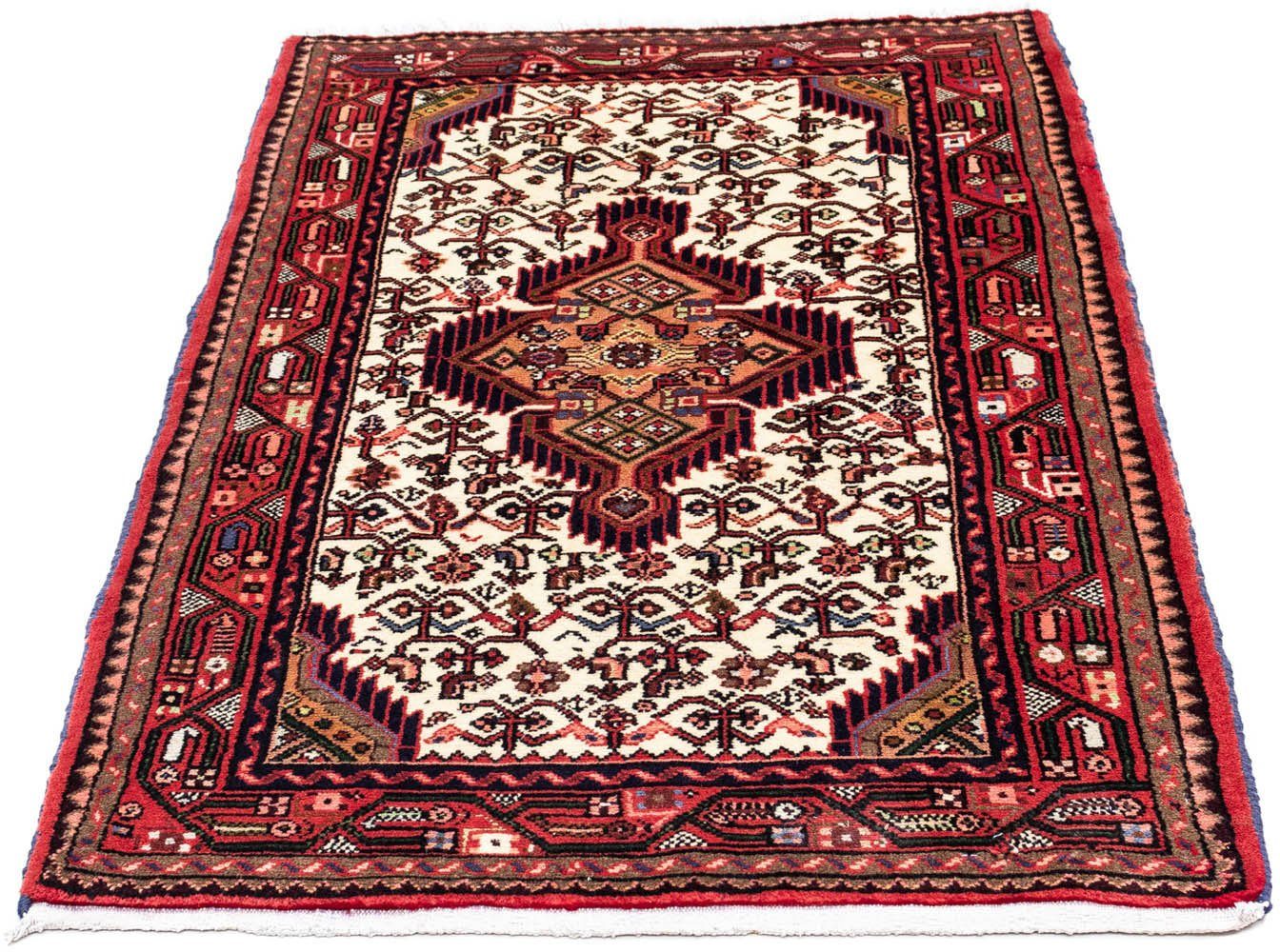 Handgeknüpft Höhe: Rosso mm, 10 chiaro Wollteppich Medaillon rechteckig, morgenland, 125 cm, Hosseinabad 80 x