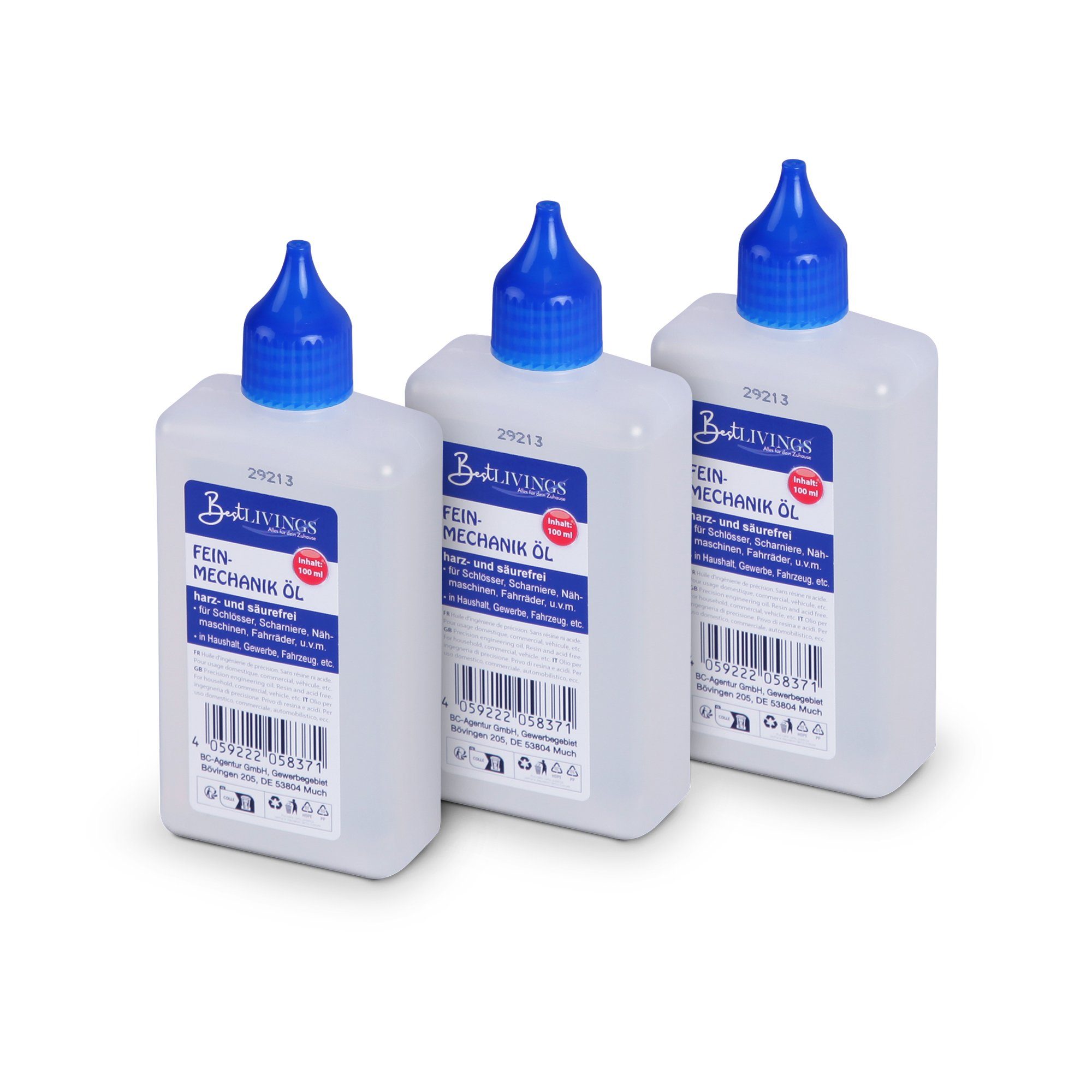 Bestlivings Universalöl Flasche, 300 ml, (3 x 100ml), für Haushalt, Gewerbe, Fahrzeug & Garten, Harzt nicht, geruchsneutral