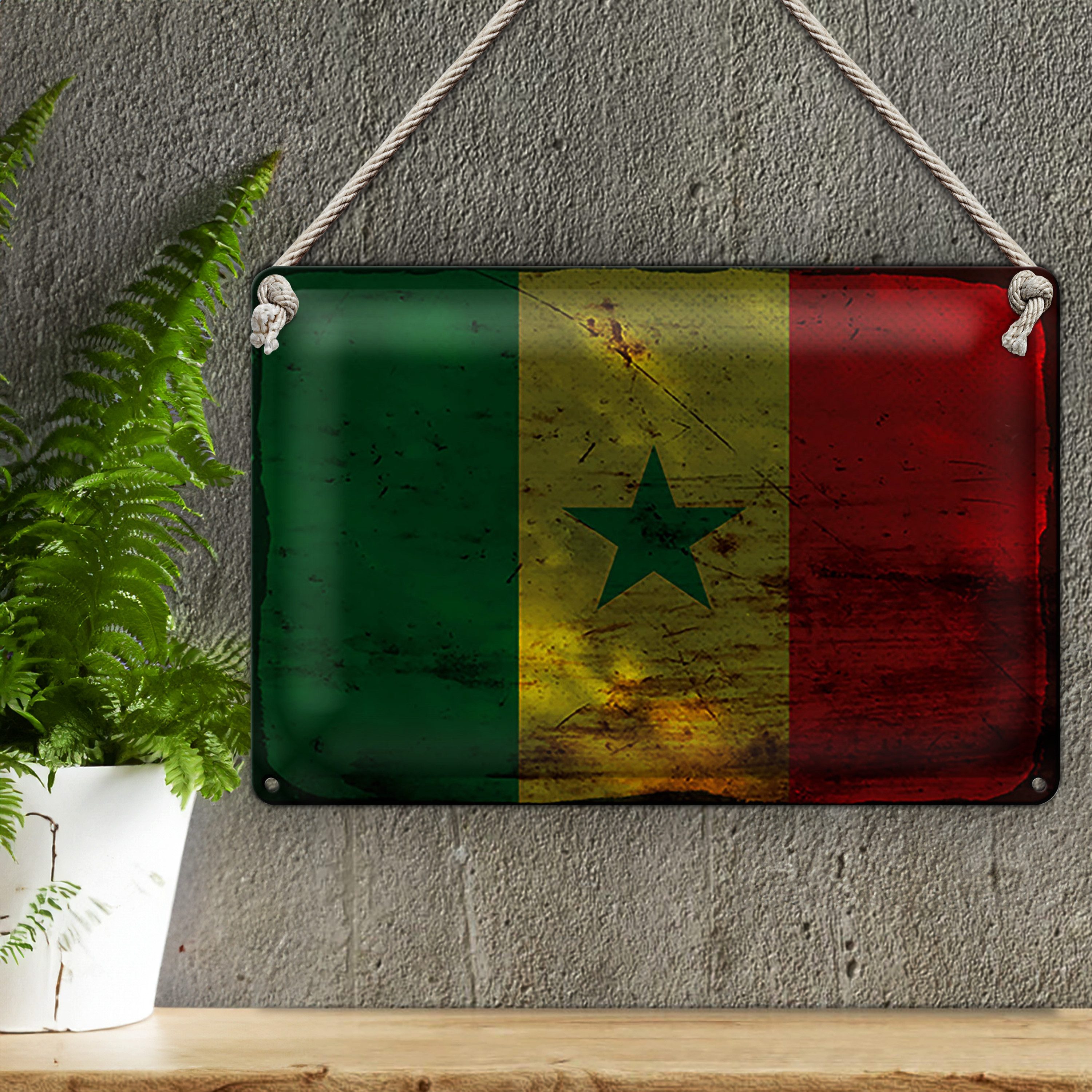 Roomando Metallschild Flagge Senegal 18x12cm Flag of Senegal Rost