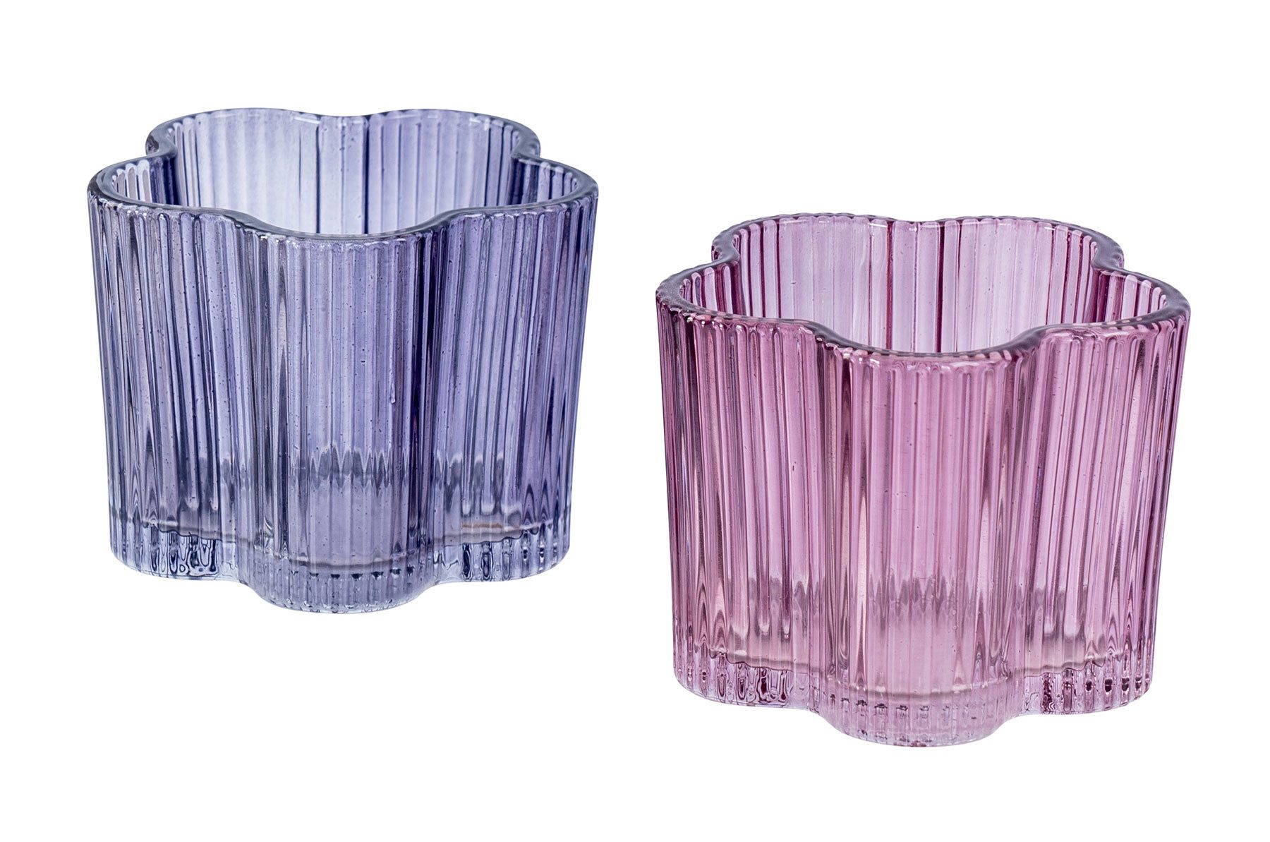 Levandeo® Teelichthalter, 2er Set Teelichthalter Blumenform Lila Rosa Kerze günstig online kaufen