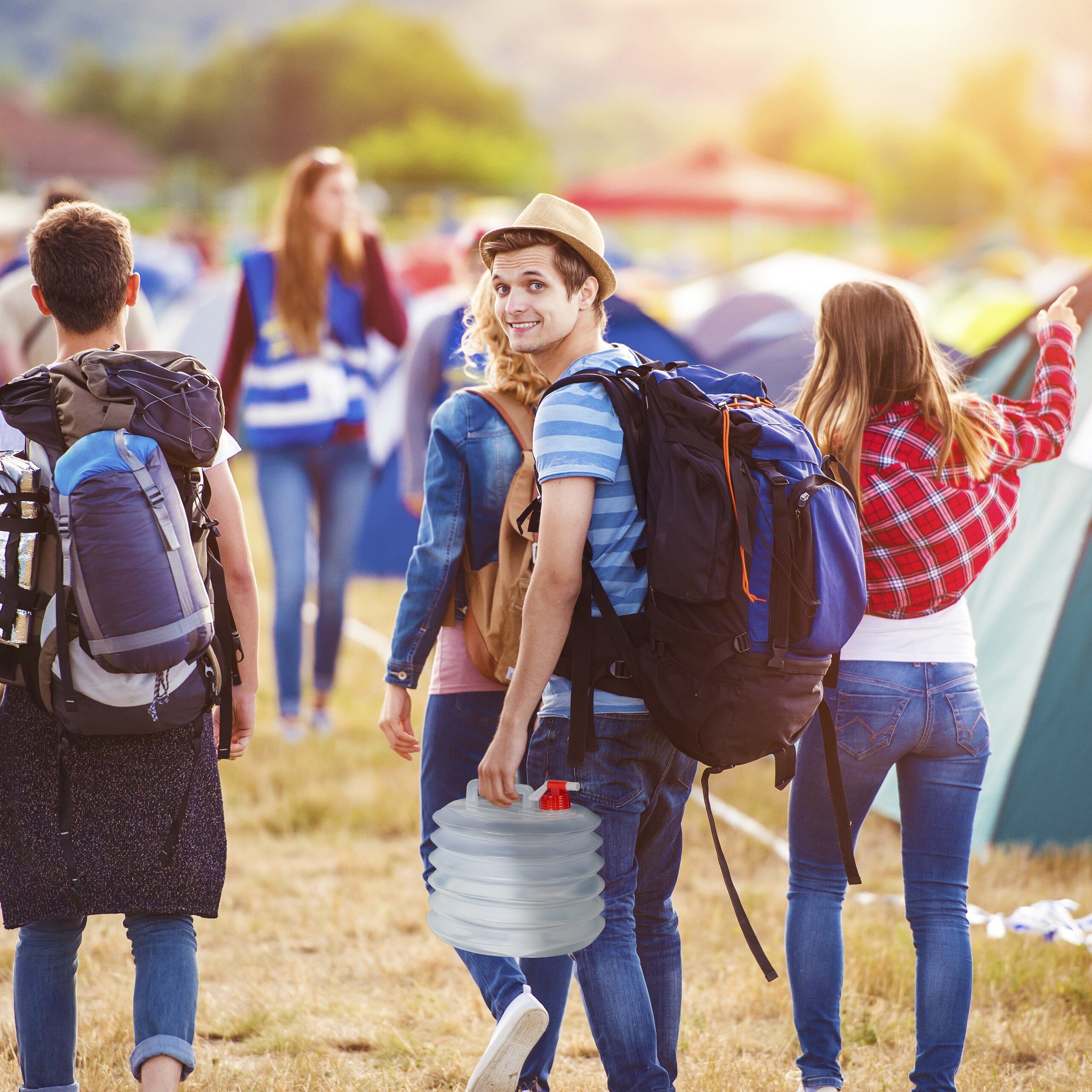 relaxdays Kanister Ovale Faltkanister im 4er Set, 10 Liter