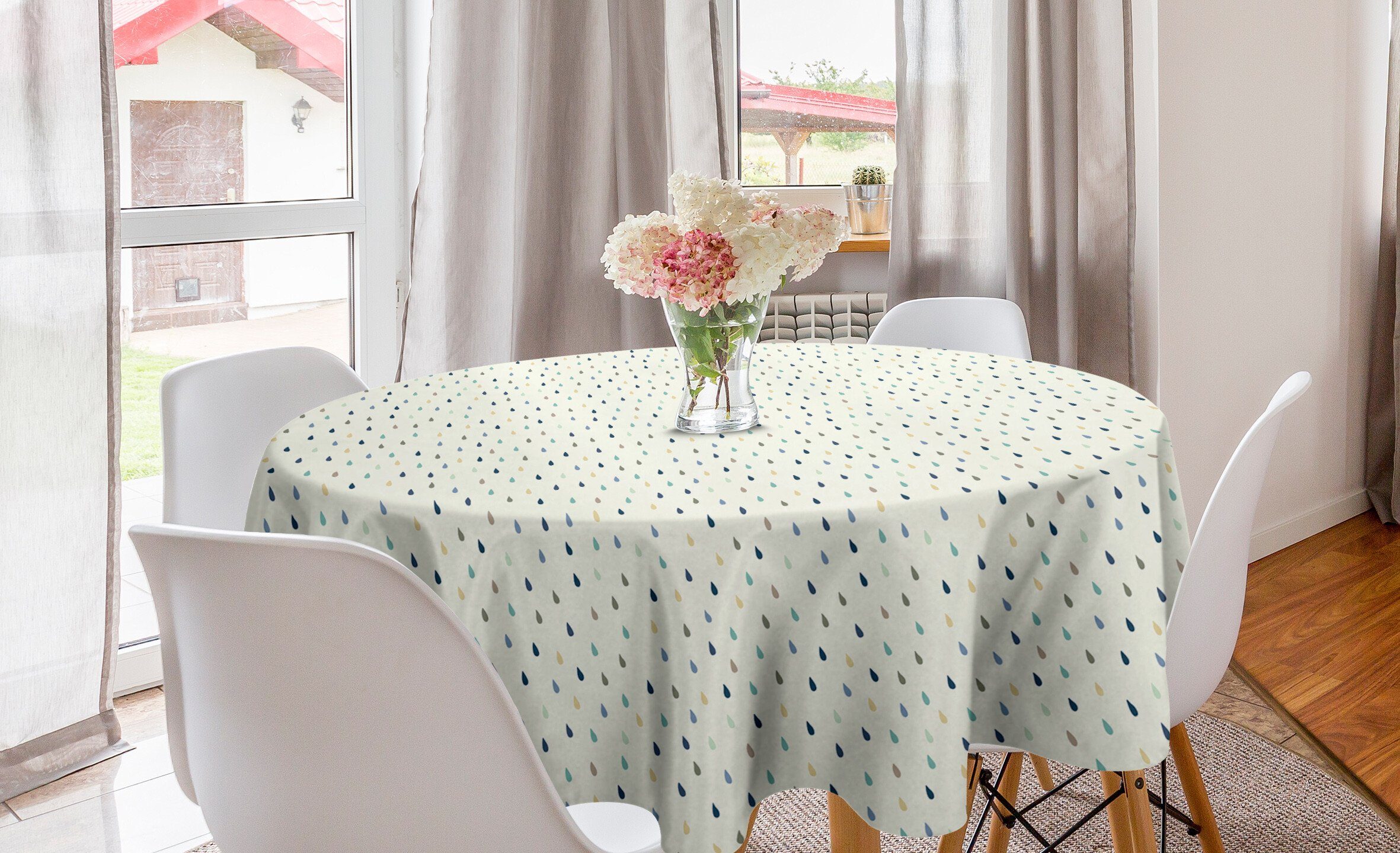 Dekoration, Tischdecke Tischdecke Küche Abdeckung für Kreis Muster Droplet Bunte Abakuhaus Esszimmer Weiß