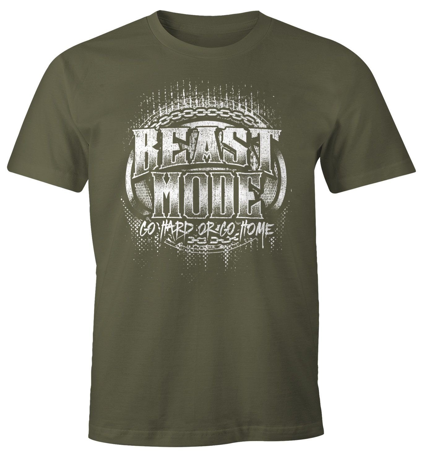 MoonWorks Print-Shirt Herren T-Shirt Beast Mode Moonworks® mit Print grün