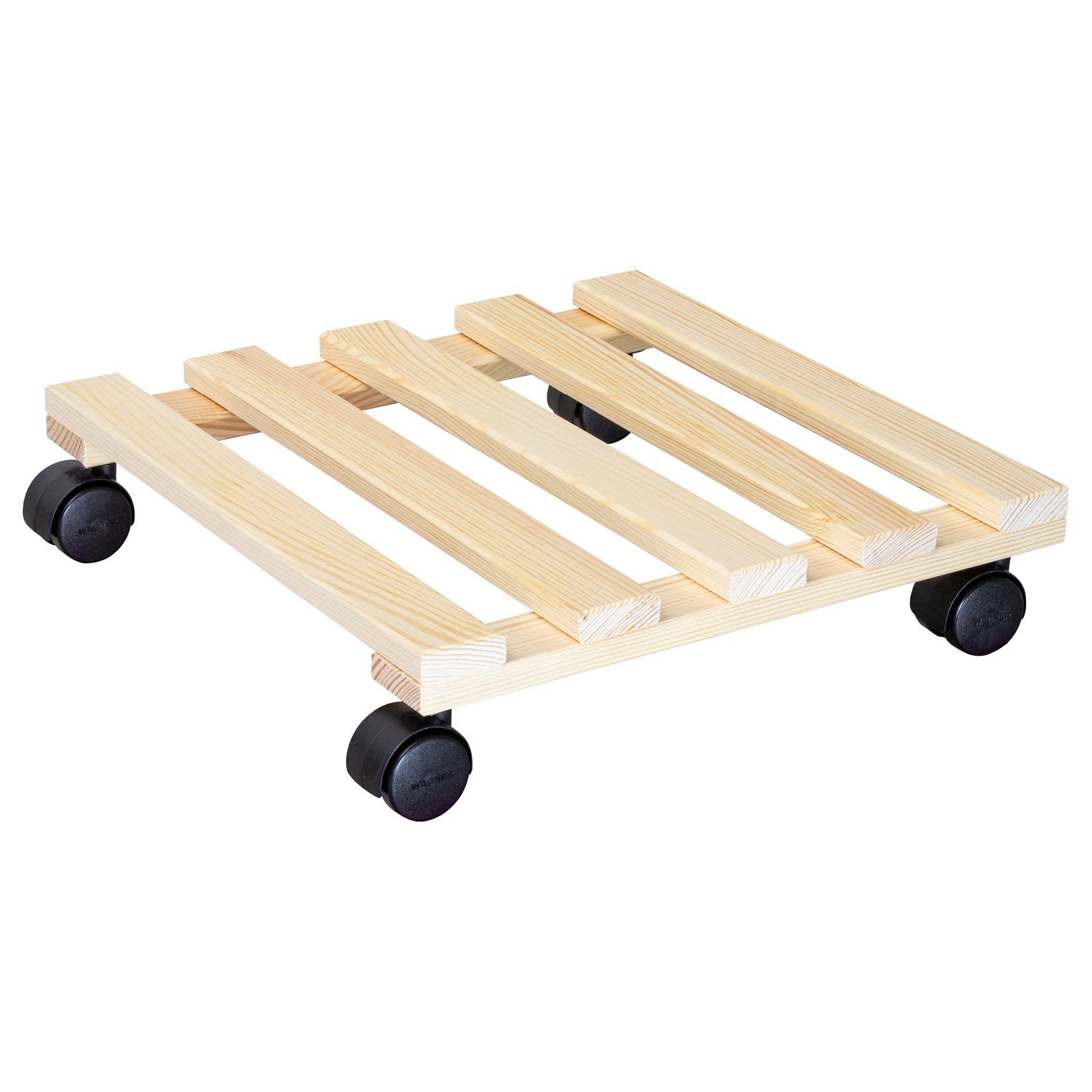WAGNER design yourself Pflanzenroller PALETTI in diversen Größen I für Innenbereich I rund und eckig I aus FSC® Massivholz, natur I Tragkraft 100 kg - Made in EU