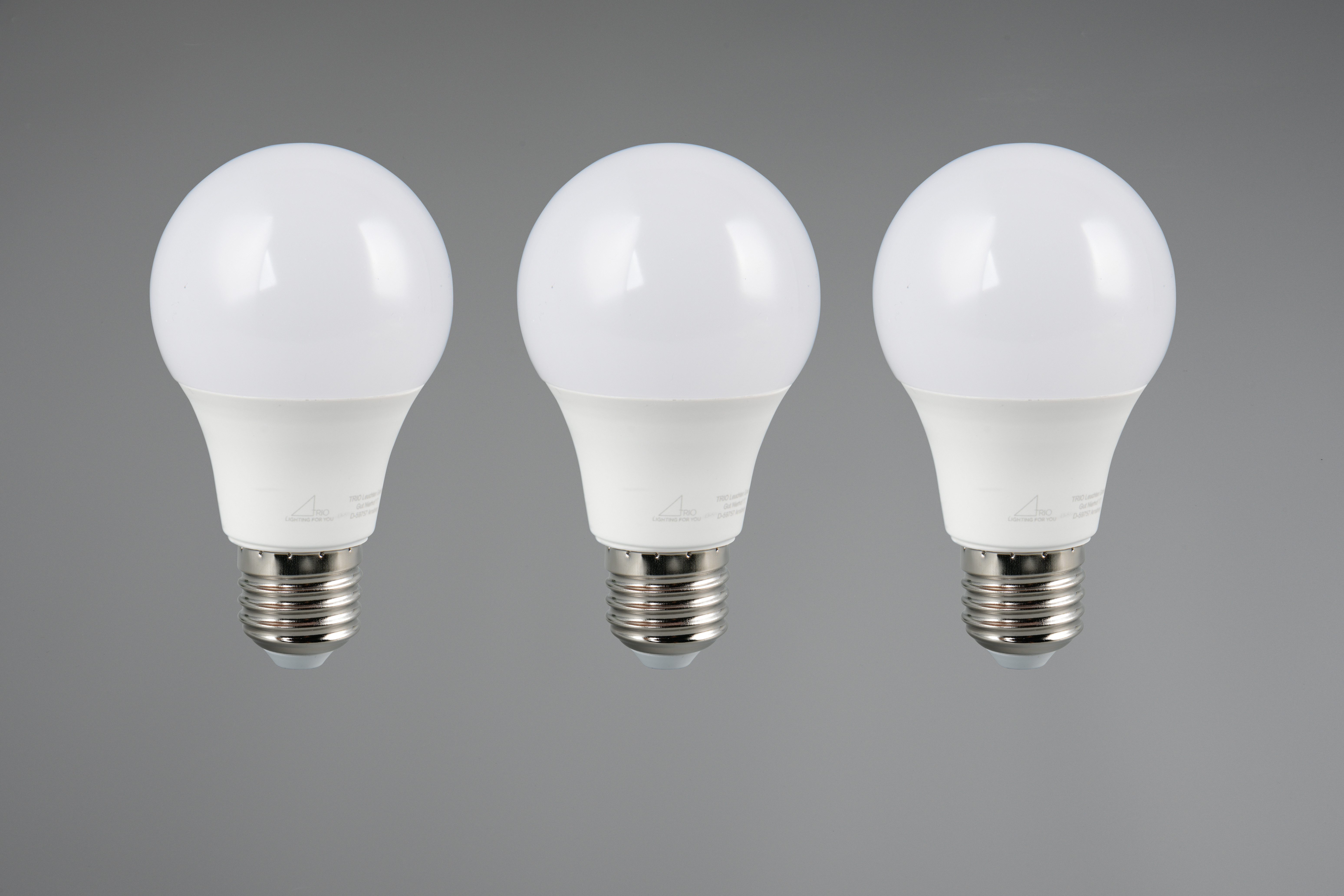 TRIO Leuchten LED-Leuchtmittel Leuchtmittel Set E27, E27, 3 St., Warmweiß, 3er Set Leuchtmittel E27 Fassung, Glühbirne E27 LED warmweiß