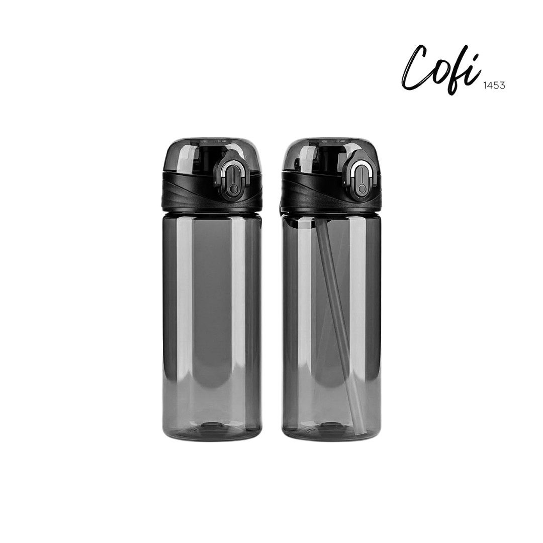 COFI 1453 Trinkflasche, Sport-Trinkflasche mit Strohhalm & Direktausguss, 2er Set je 500 ml