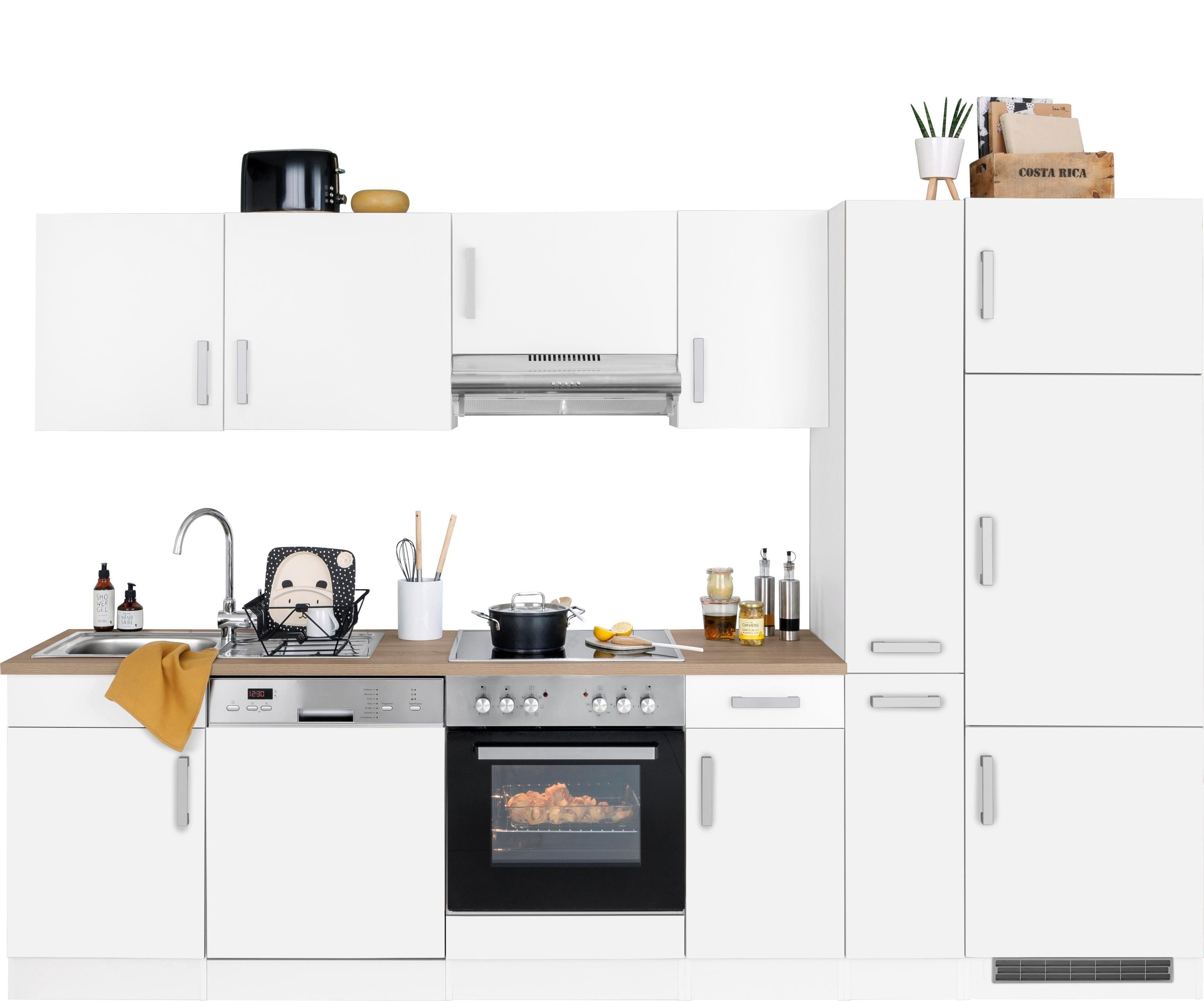 KOCHSTATION Küchenzeile KS-Gera, Breite 300 cm, wahlweise mit E-Geräten, mit Arbeitsplatte