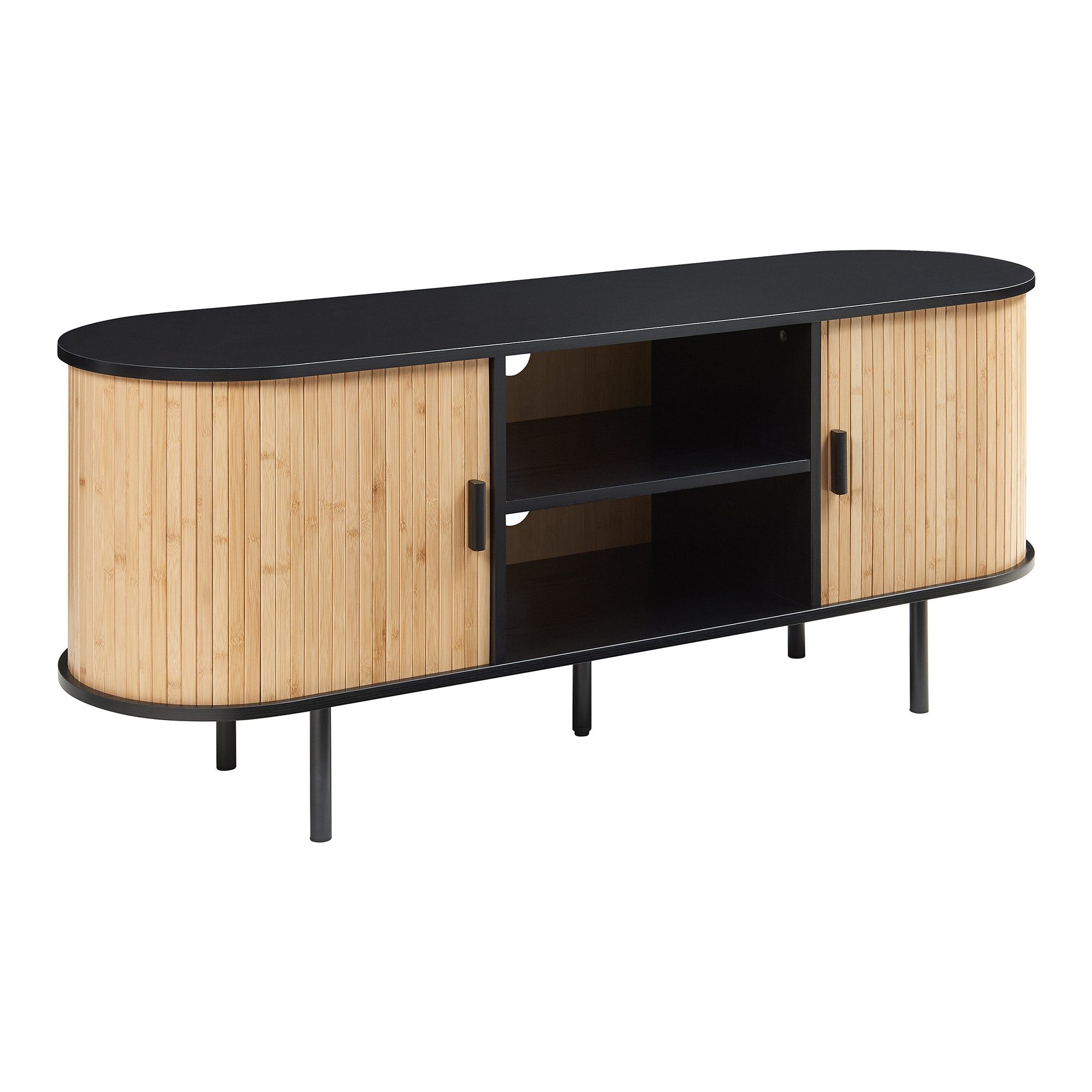 en.casa TV-Schrank »Tvedestrand« mit 2 Türen 140 x 40 x 55 cm Schwarz/Natur günstig online kaufen