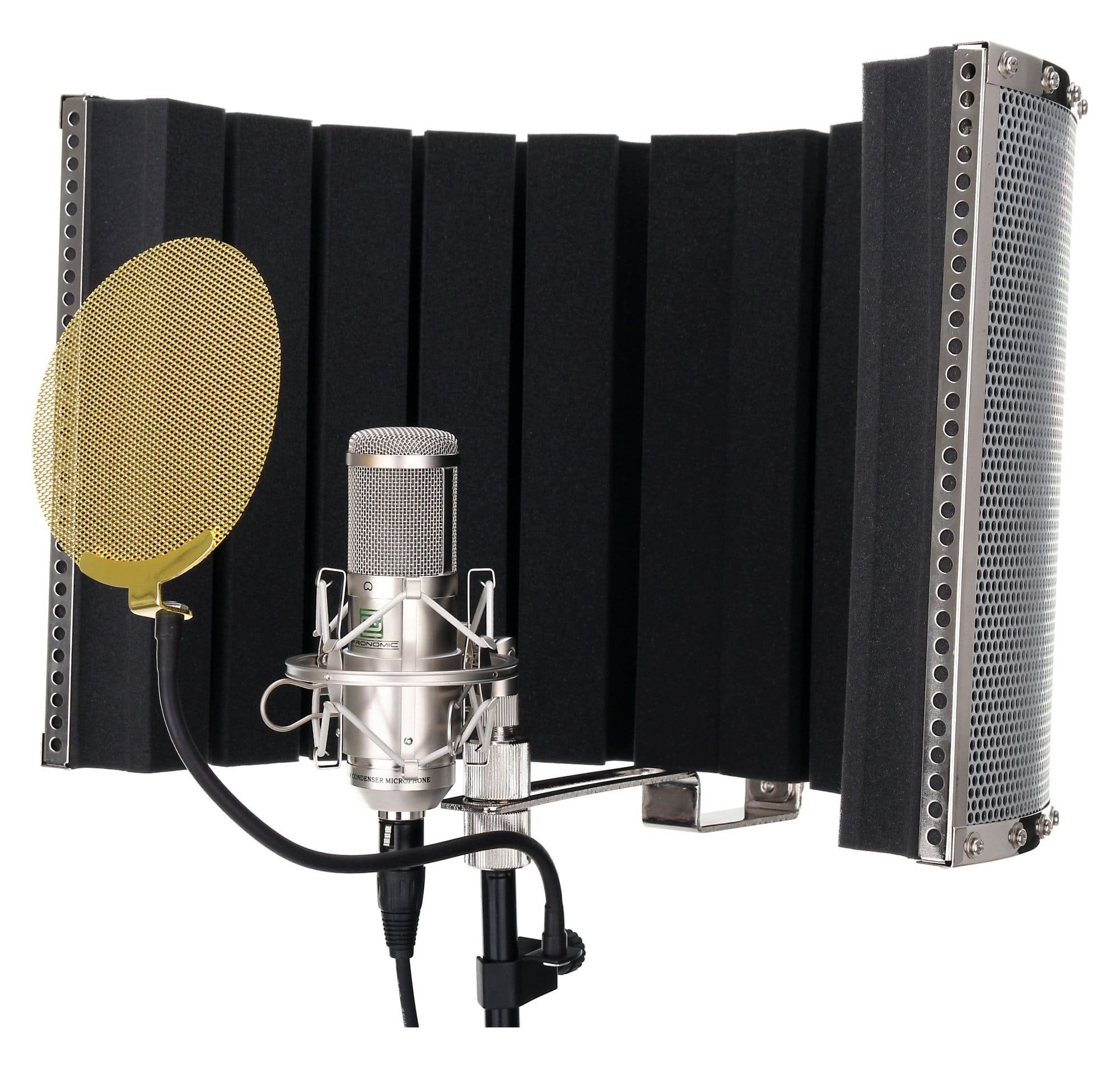 Pronomic Standmikrofon CM-100 Studio Großmembran- Kondensatormikrofon (Komplettset Popschutz gold, 10-tlg), inkl. Mikrofonständer, Micscreen, 5m XLR-Kabel