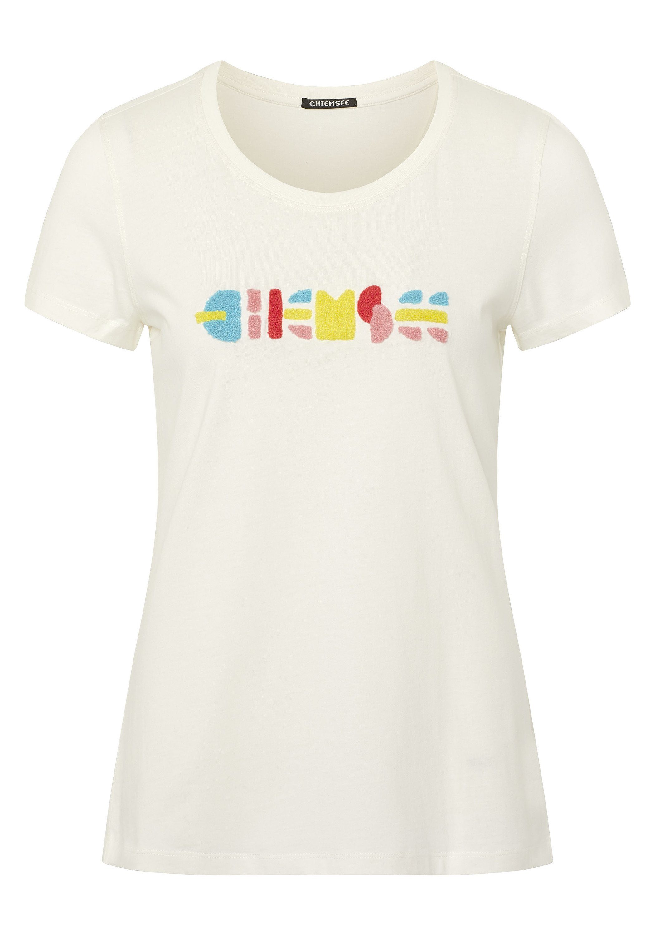 Chiemsee Print-Shirt T-Shirt mit flauschigem Multicolour-Logo 1 11-4202 Star White