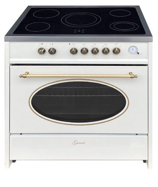 GURARI Elektro-Standherd GCH E 912 Cr r/ 5 Jahres Garantie, mit 1-fach-Teleskopauszug, Retro Elektro Standherd 90 cm/ 121L / Creme/ 8 Funktionen