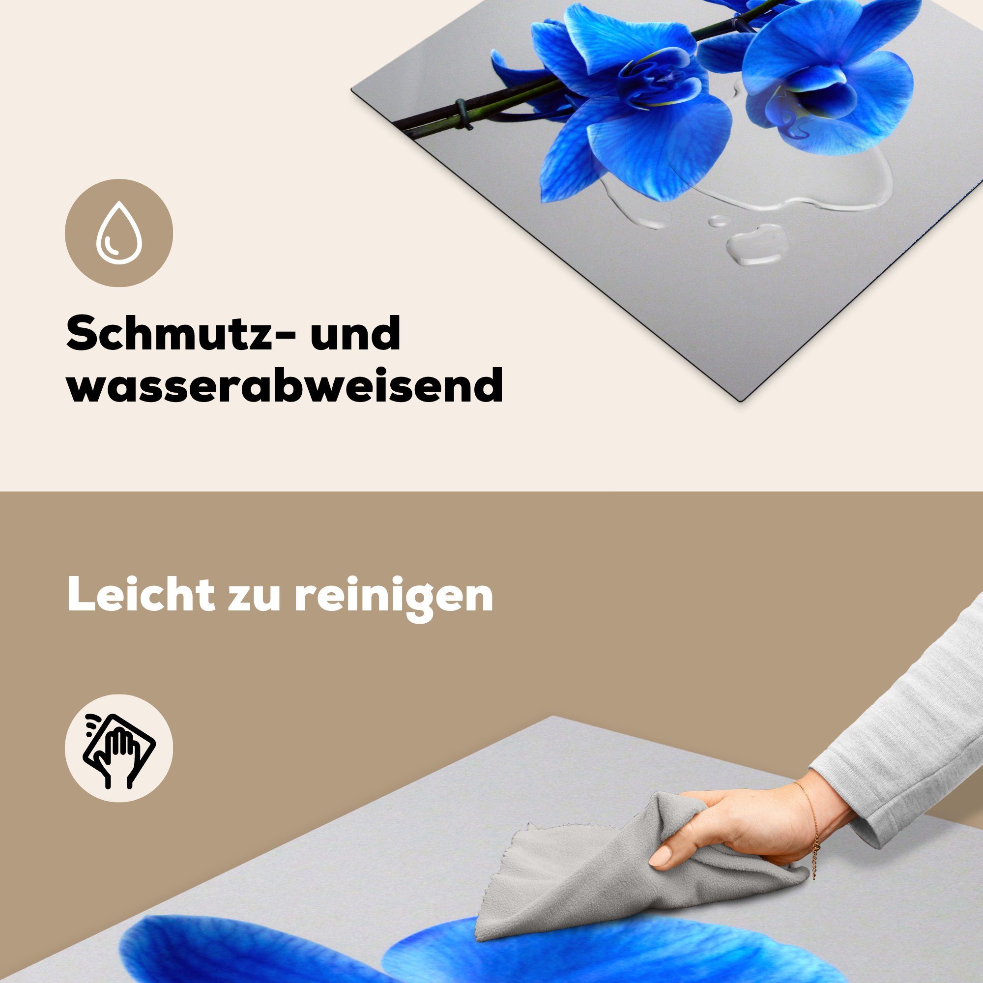 Ceranfeldabdeckung Vinyl, Blaue MuchoWow (1 cm, Induktionskochfeld, tlg), Induktionsschutz, Orchidee, 59x51 Herdblende-/Abdeckplatte