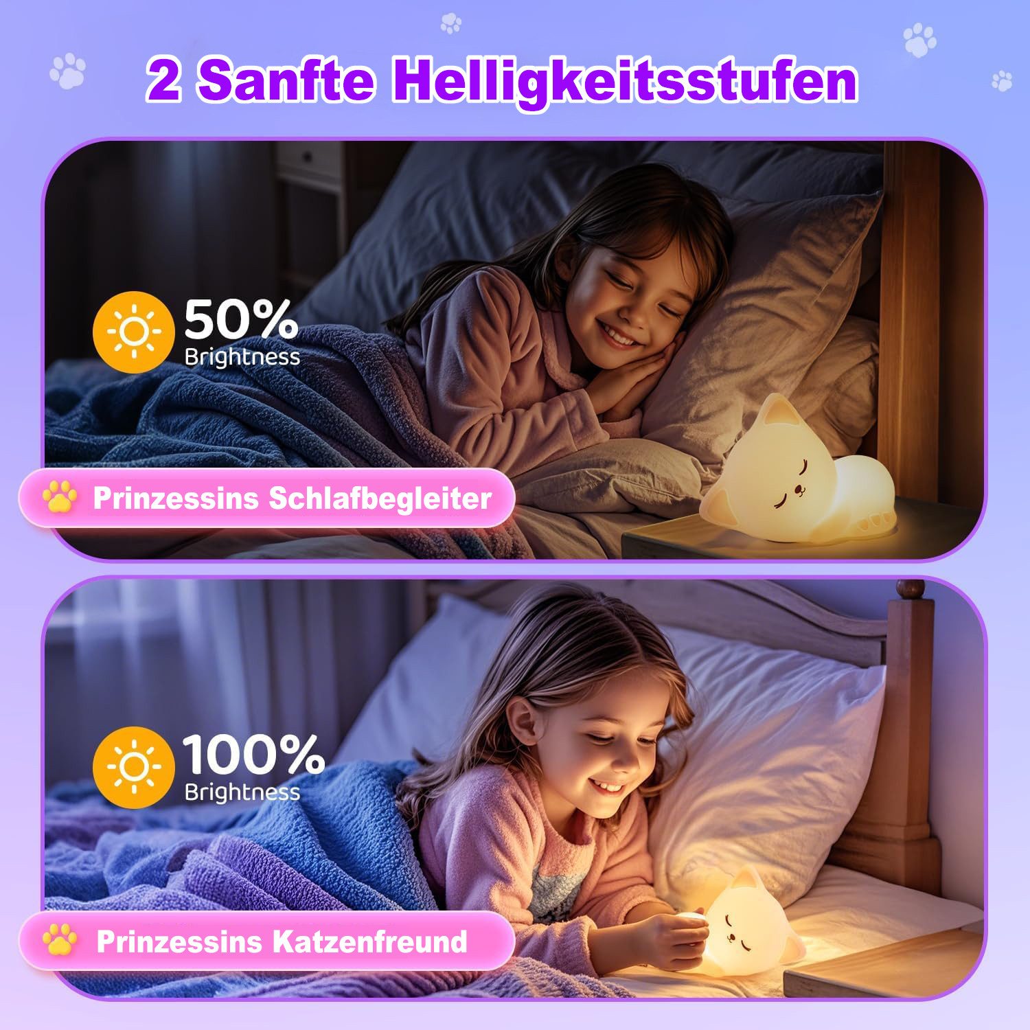 Futicare LED Nachtlicht Tier Nachtlicht, Nachtlicht süße Tiere Silikon, 16 Farben & 5 Helligkeiten, USB Wiederaufladbar, Baby Tischlampe für Kinderzimmer Babyzi – Bild 5 von 5