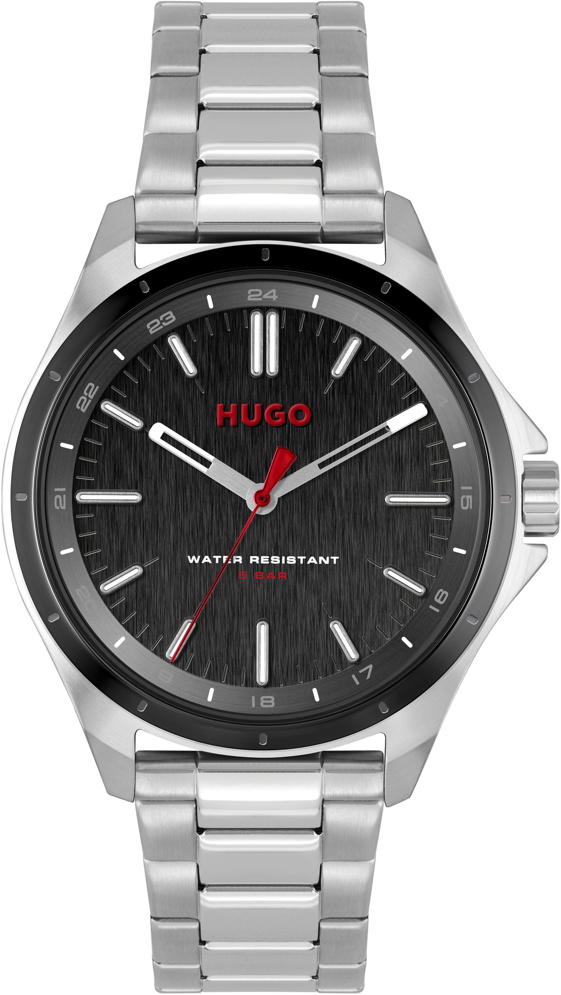 HUGO Quarzuhr #COMPLETE 1530323, Armbanduhr, Herrenuhr, Mineralglas, Edelstahlarmband