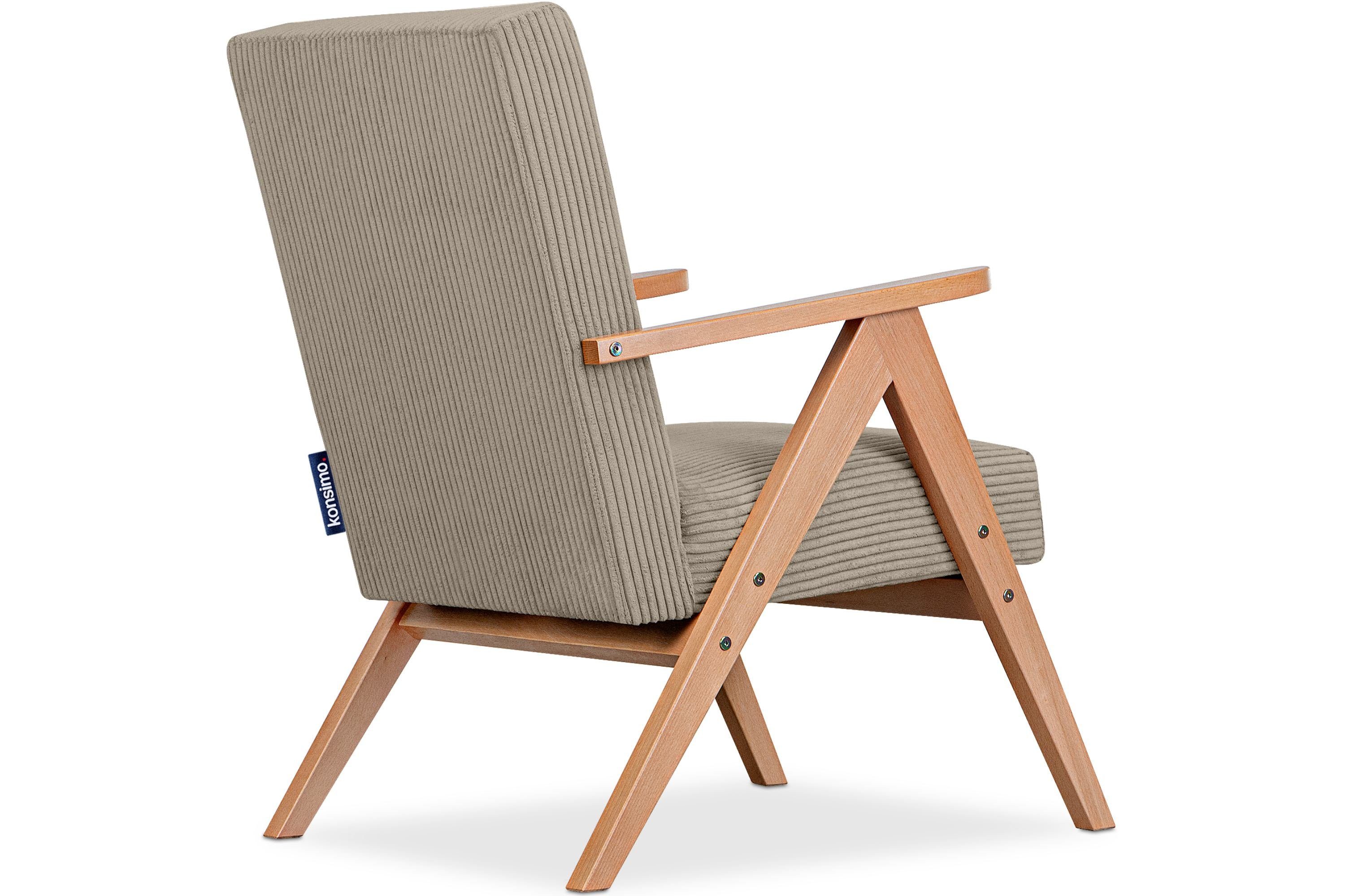 Konsimo Cocktailsessel Sessel, Rückenlehne profilierte Holz, lackiertem NASET aus Rahmen