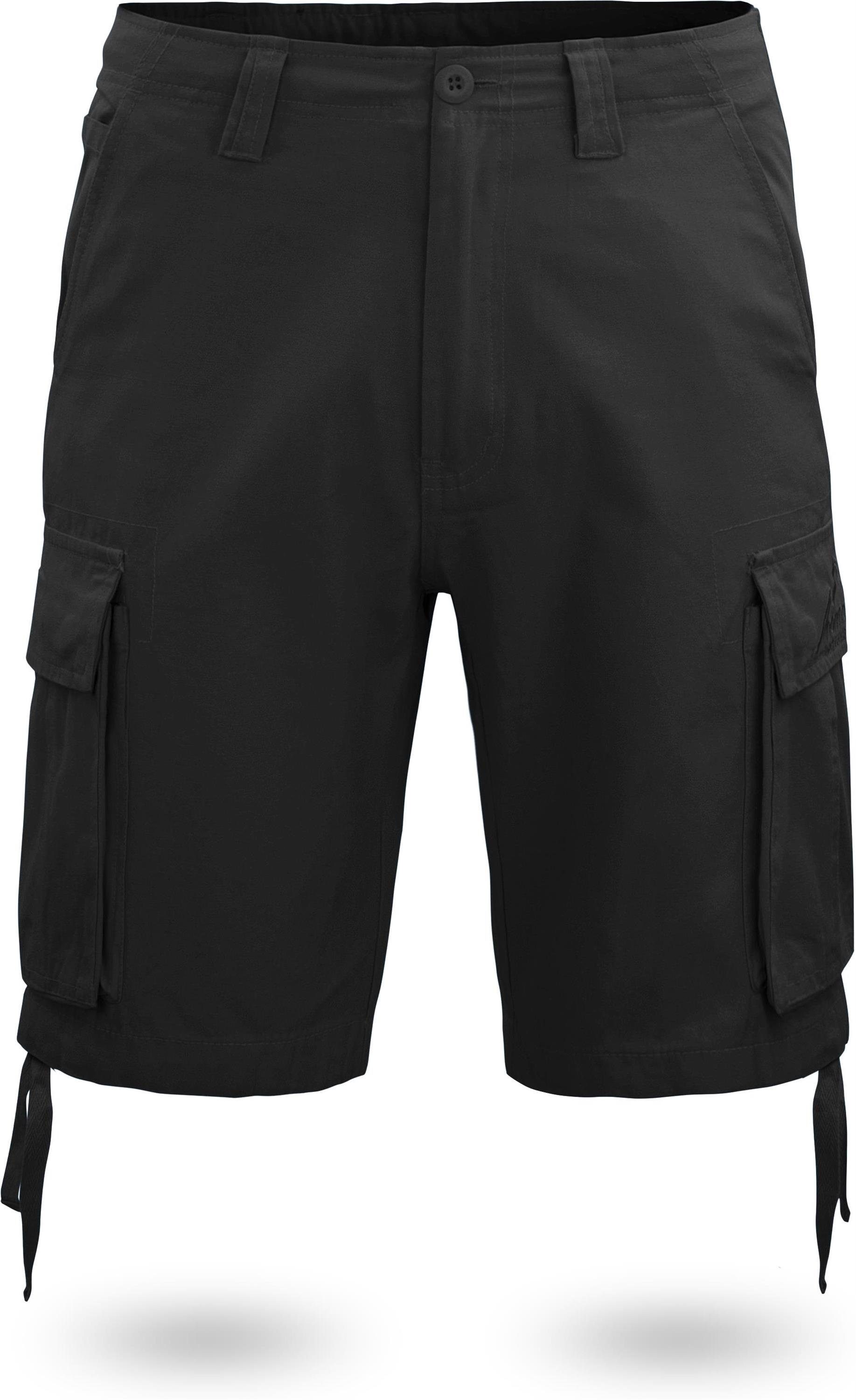 normani Bermudas Herren Shorts Kalahari Vintage Shorts kurze Sommershorts mit Cargotaschen aus 100% Bio-Baumwolle Schwarz
