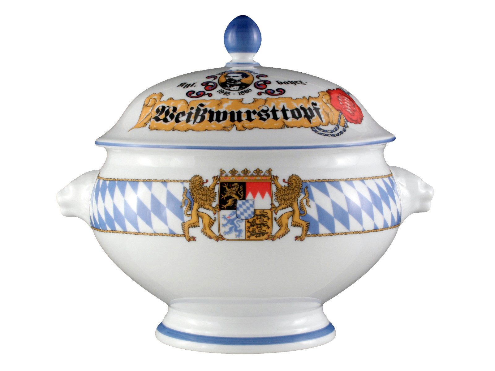 Seltmann Weiden Schale Weiden Compact Bayern Löwenkopfterrine mit Deckel 3l, Porzellan, (Terrinen), Terrine Bayern mehrfarbig