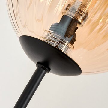 hofstein Stehlampe Stehlampe aus Metall/Riffelglas in Schwarz/Bernstein, ohne Leuchtmittel, Leuchte mit Glasschirmen (12cm), dimmbar, 3xG9, ohne Leuchtmittel